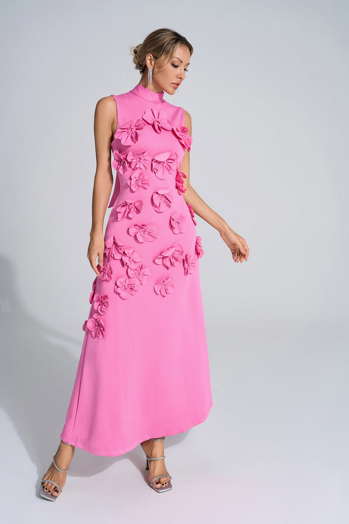 Mafali Bow-Tie Faux-Flower Embellished Maxi Dress