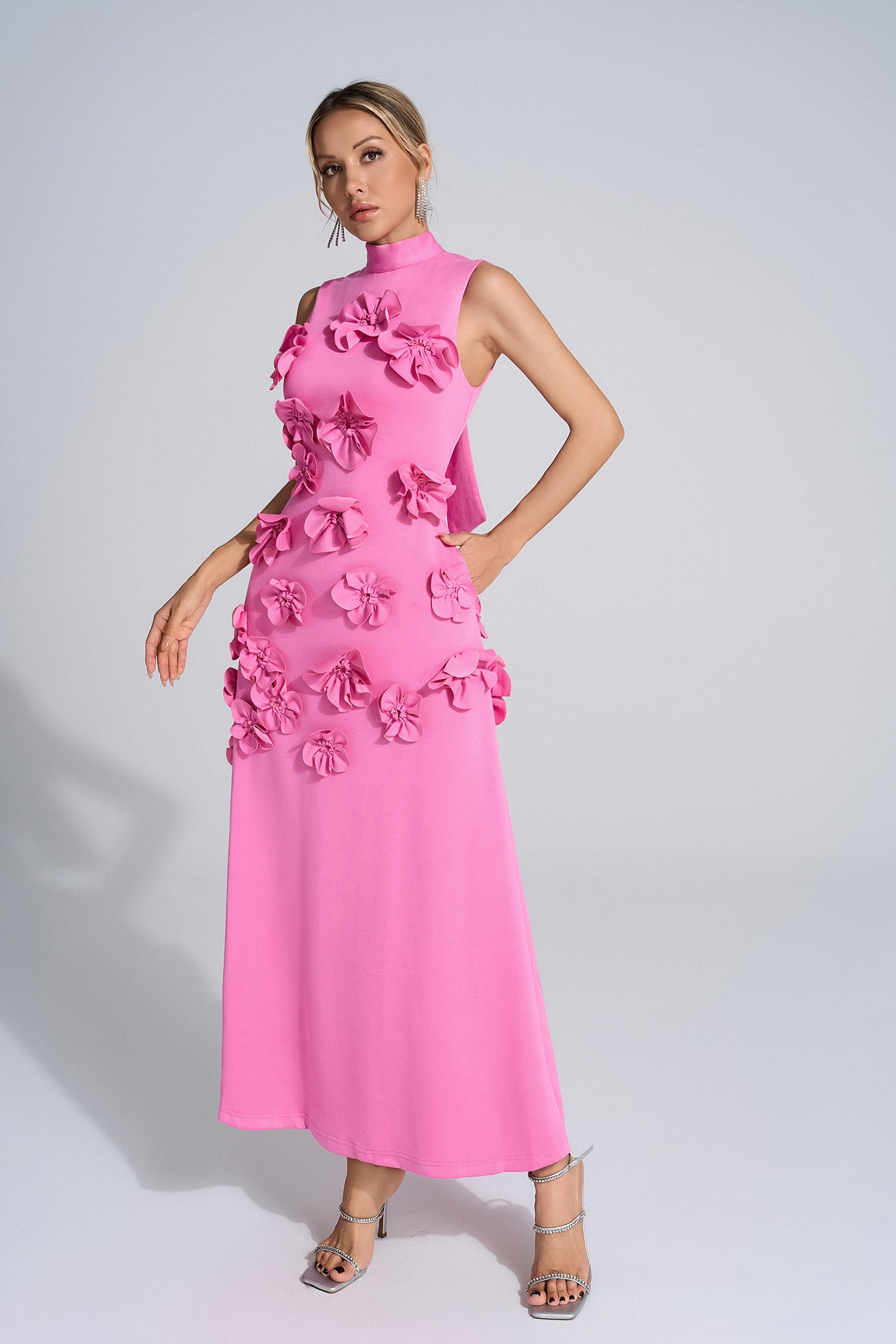 Liora Purple Rose Flower Maxi Dress