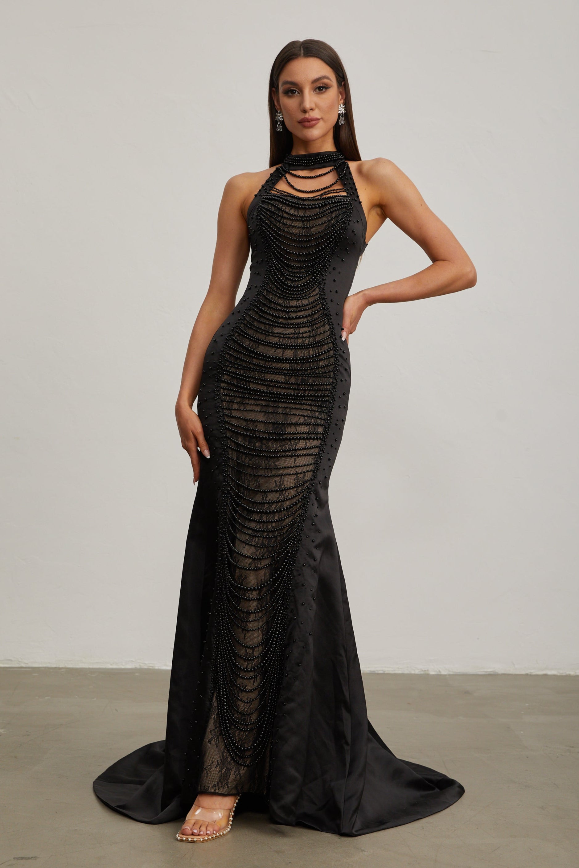 Olivia Nocturne Beaded Mermaid Maxi Dress