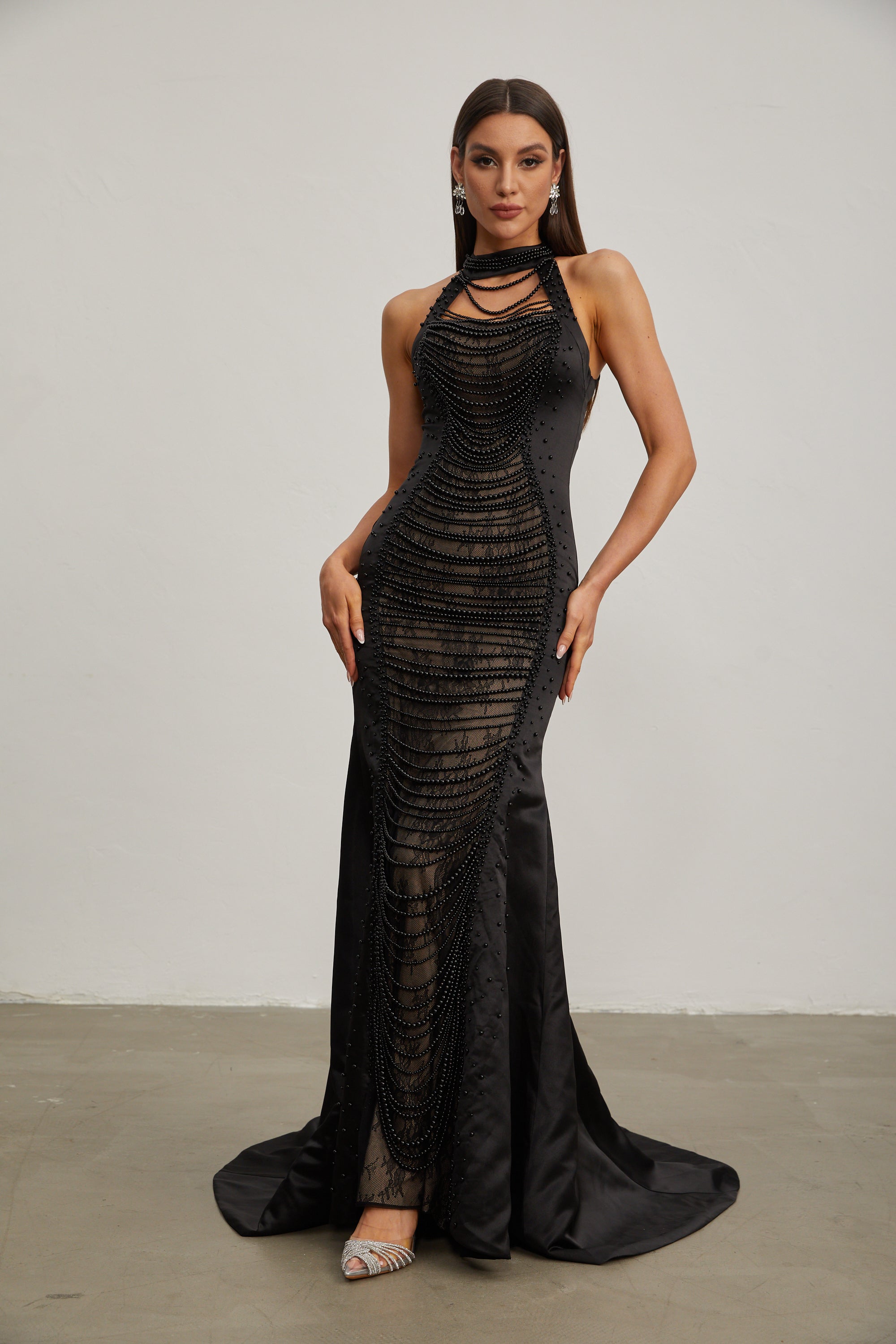 Olivia Nocturne Beaded Mermaid Maxi Dress