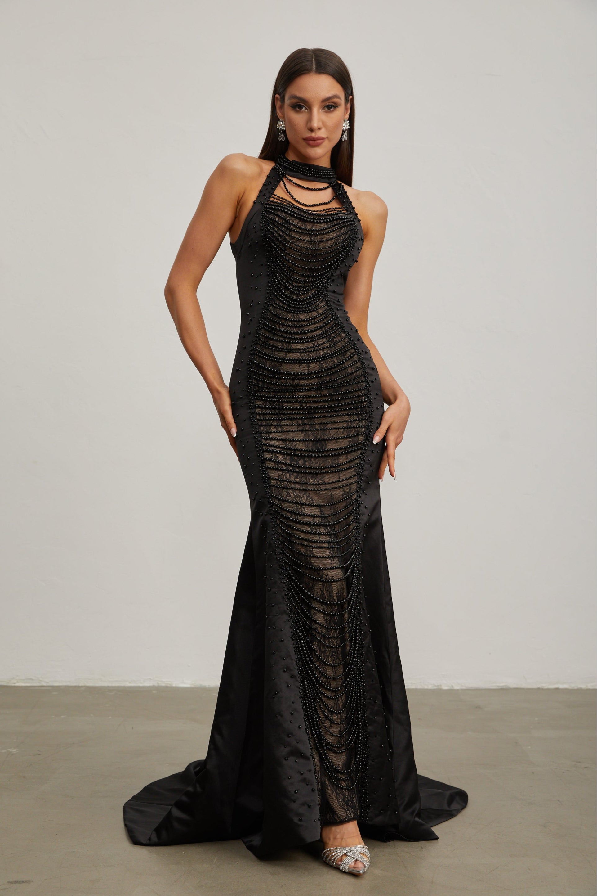 Olivia Nocturne Beaded Mermaid Maxi Dress
