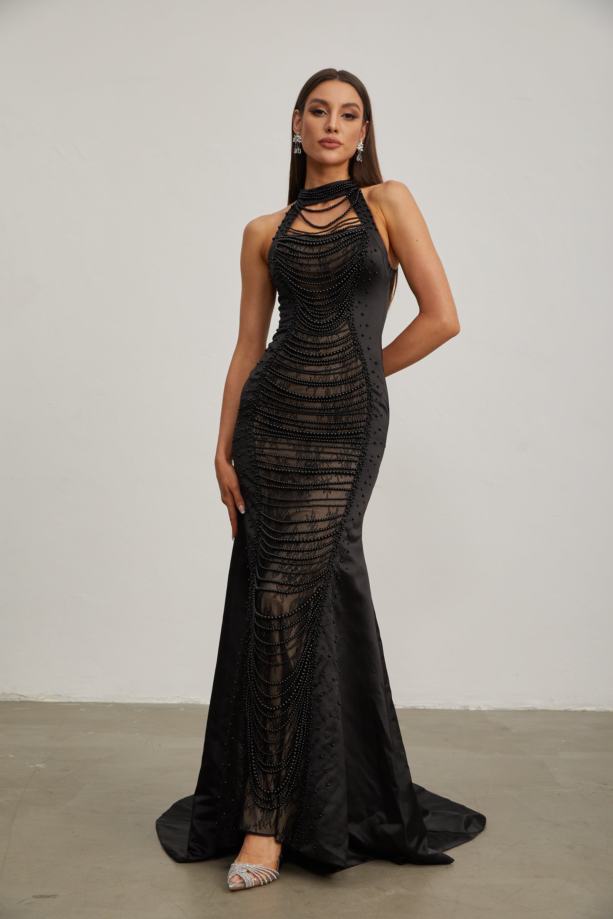 Olivia Nocturne Beaded Mermaid Maxi Dress