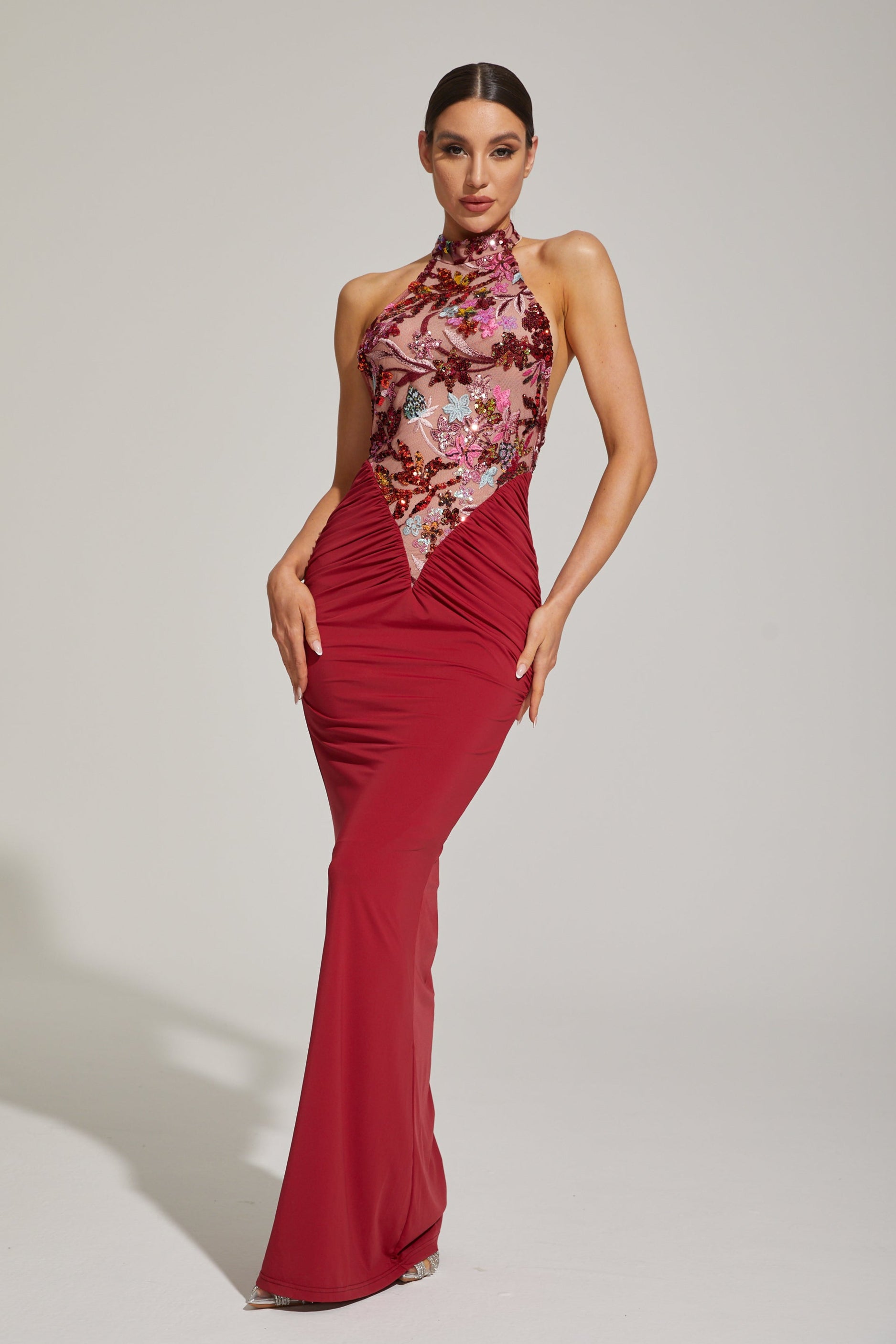 Dilara Red Enchanted Garden Maxi Dress