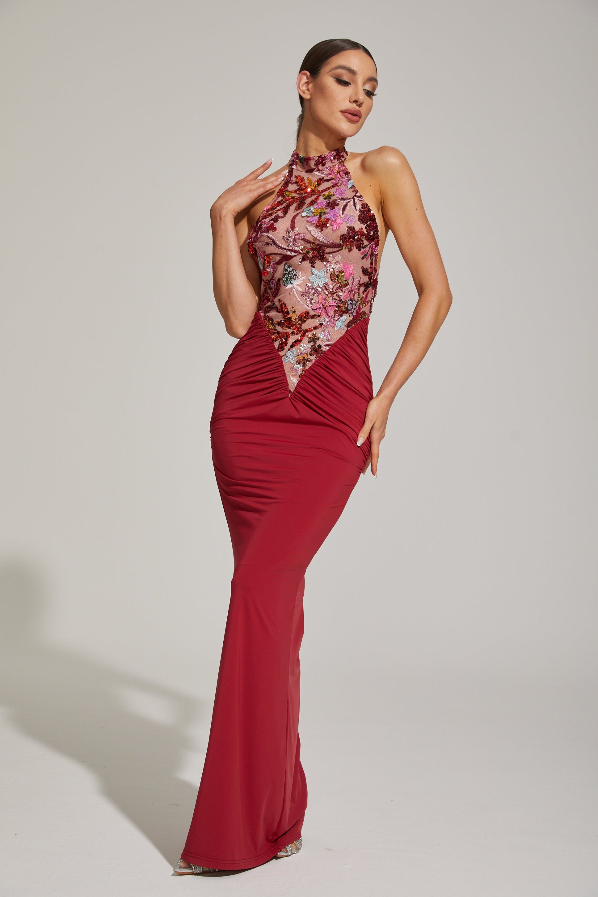Dilara Red Enchanted Garden Maxi Dress