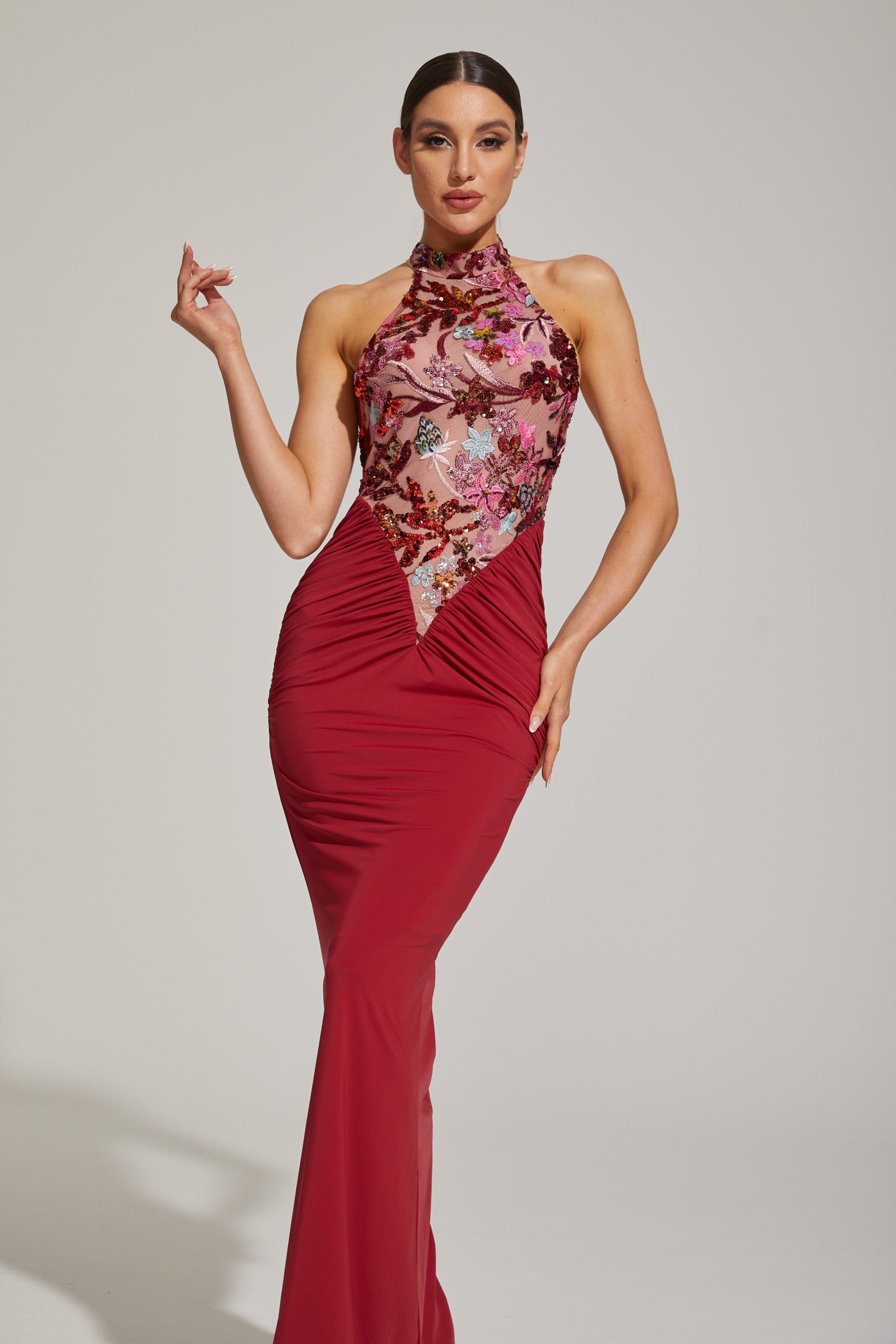 Dilara Red Enchanted Garden Maxi Dress