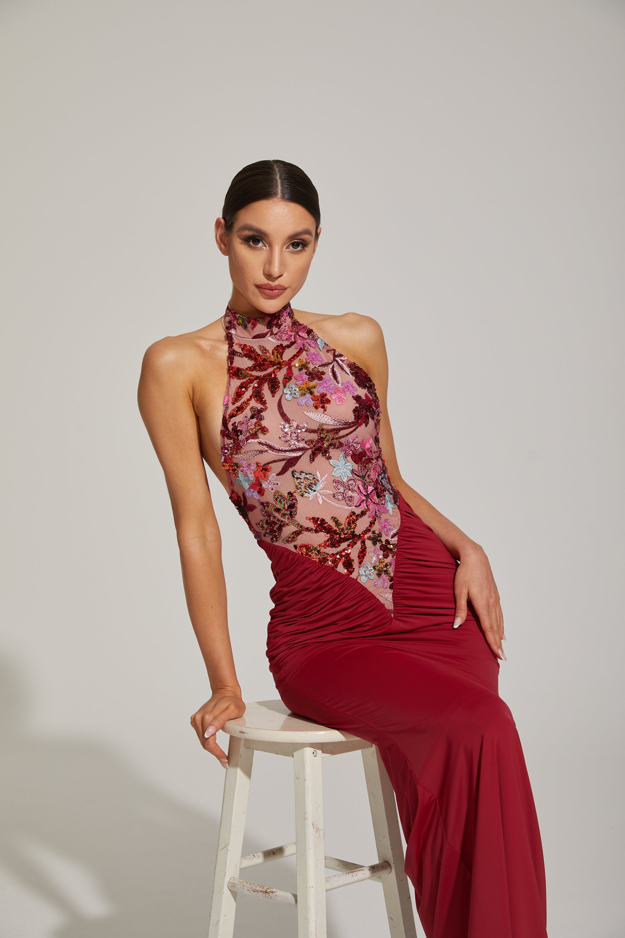 Dilara Red Enchanted Garden Maxi Dress