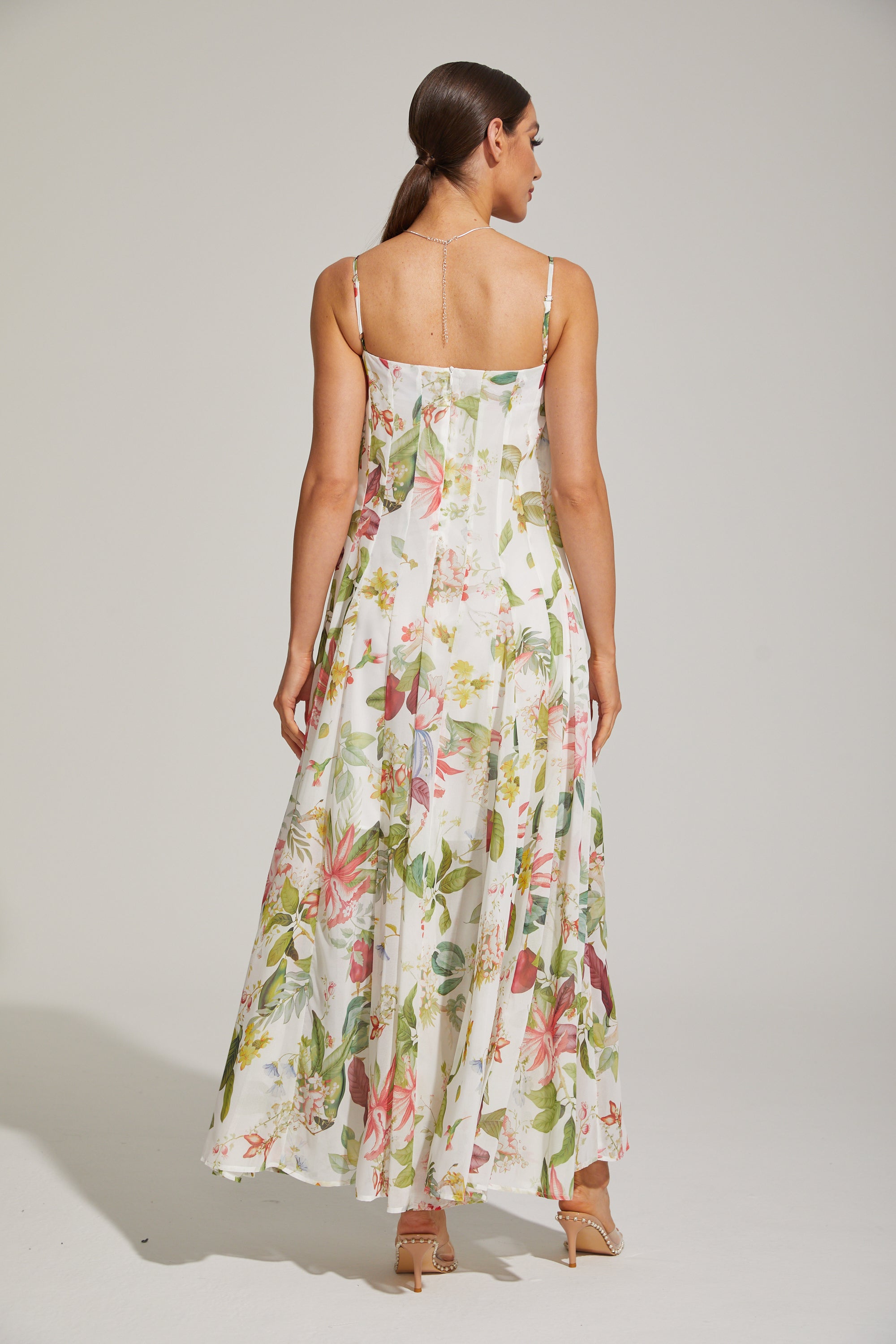 Gaëlle Summer Bloom Spaghetti - Strap Maxi Dress