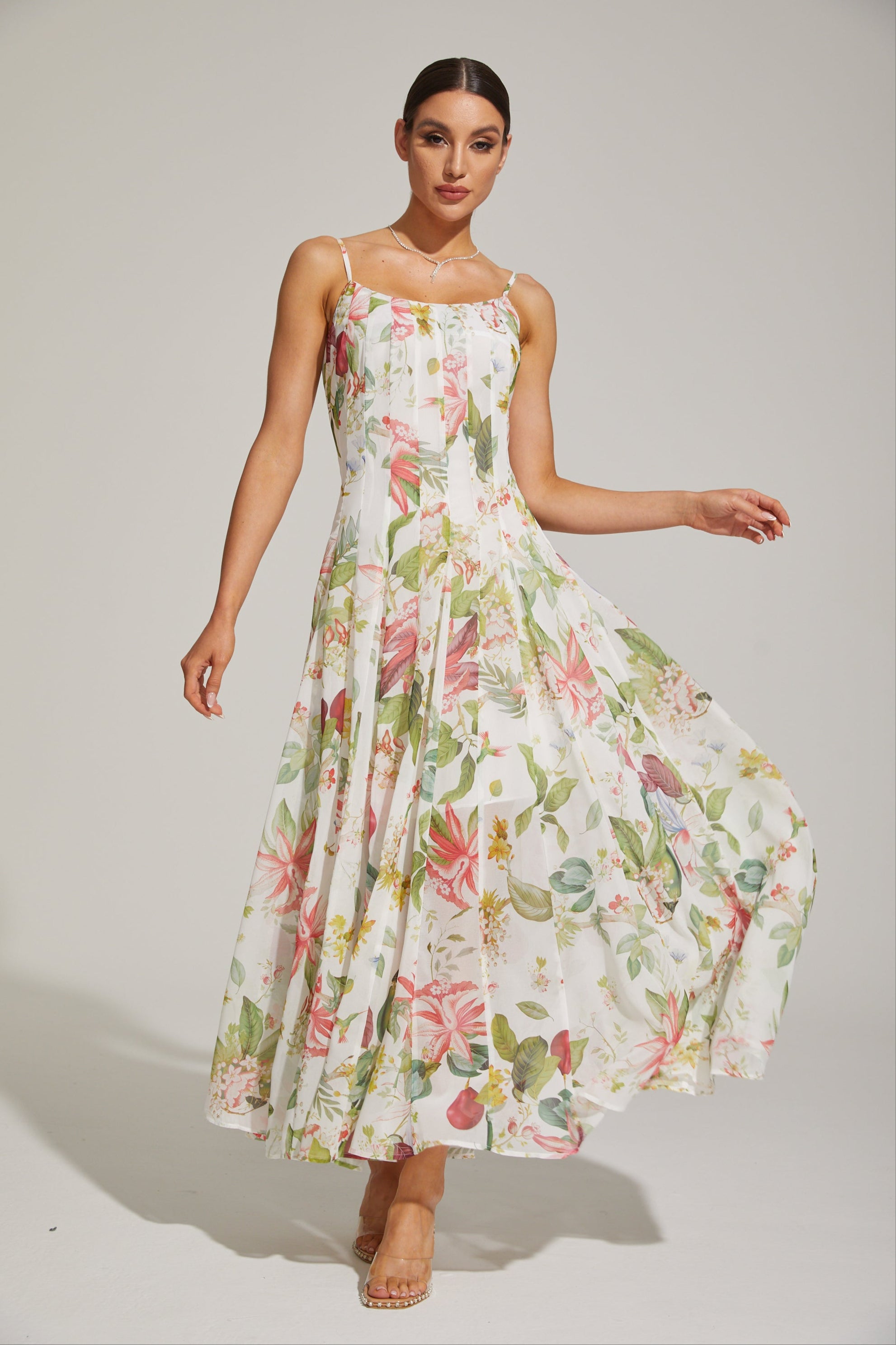 Gaëlle Summer Bloom Spaghetti - Strap Maxi Dress