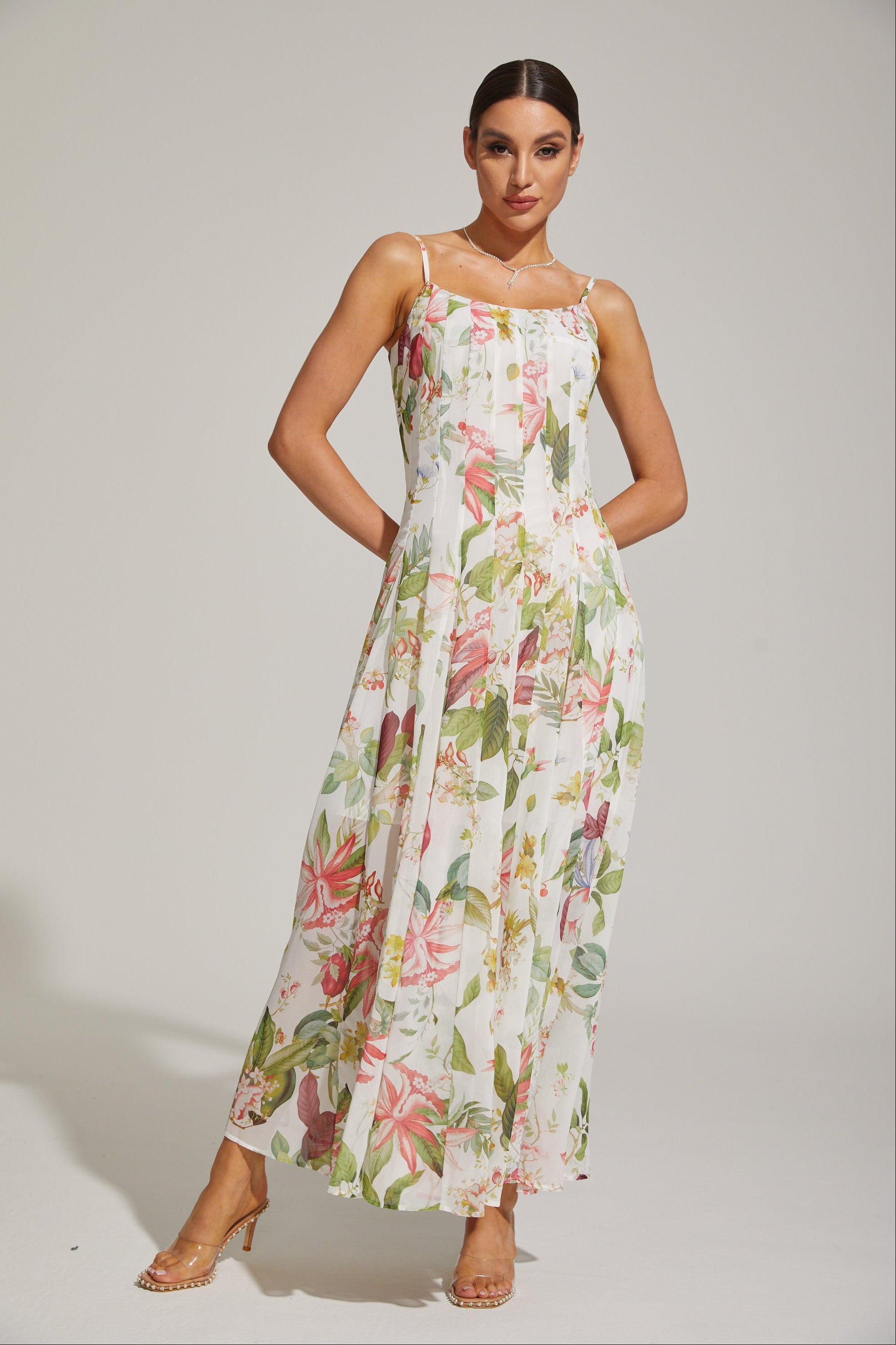 Gaëlle Summer Bloom Spaghetti - Strap Maxi Dress