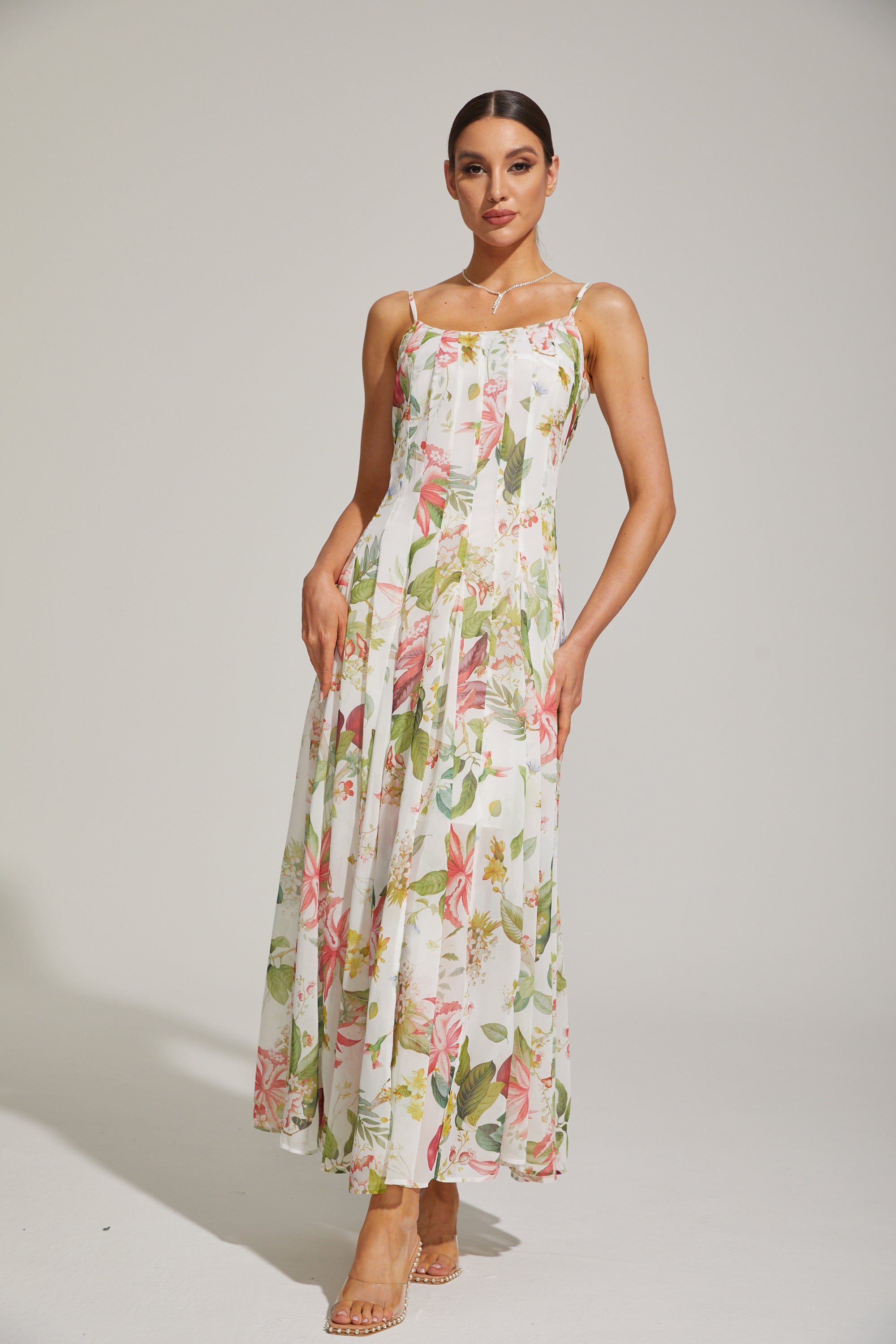 Gaëlle Summer Bloom Spaghetti - Strap Maxi Dress