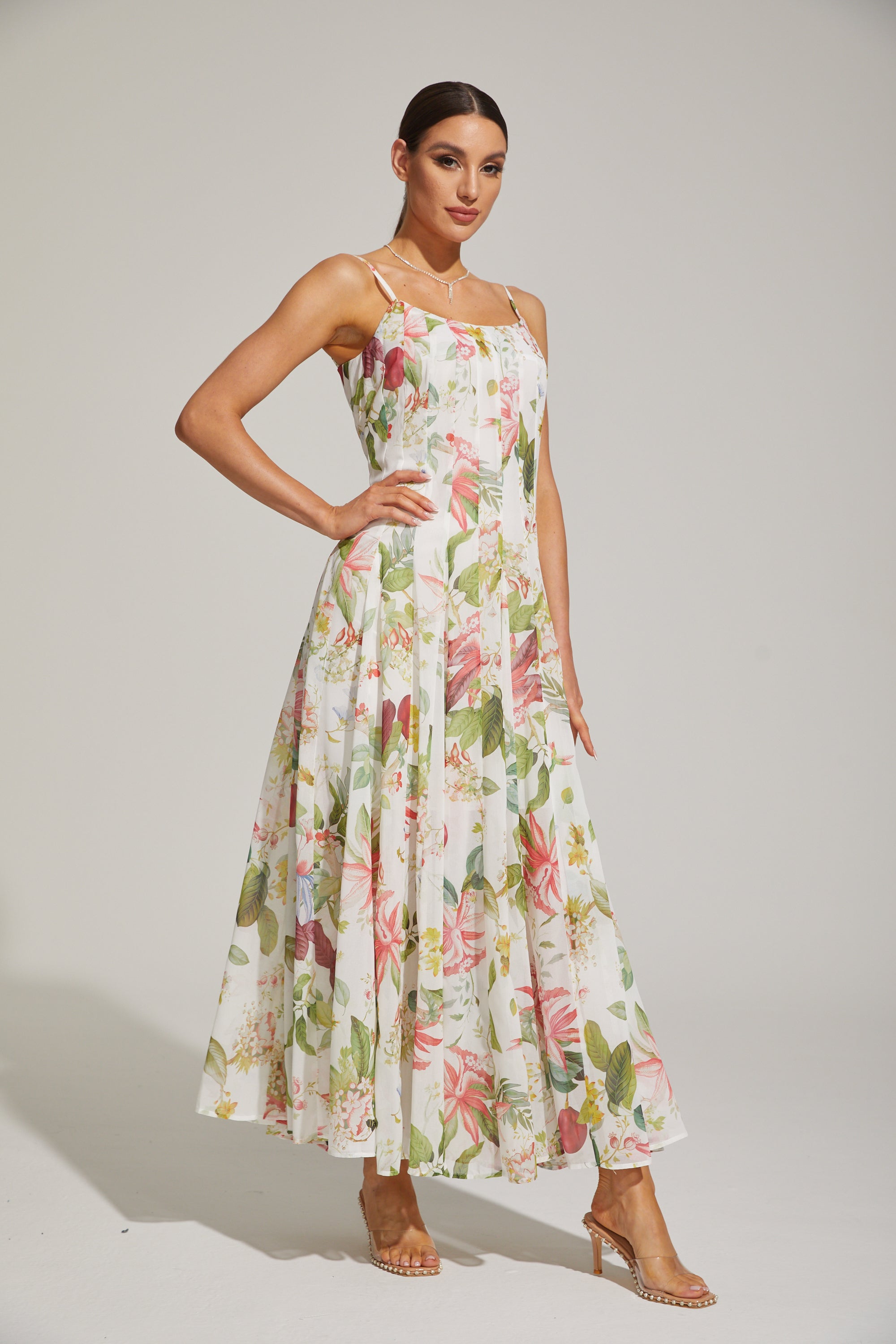 Gaëlle Summer Bloom Spaghetti - Strap Maxi Dress