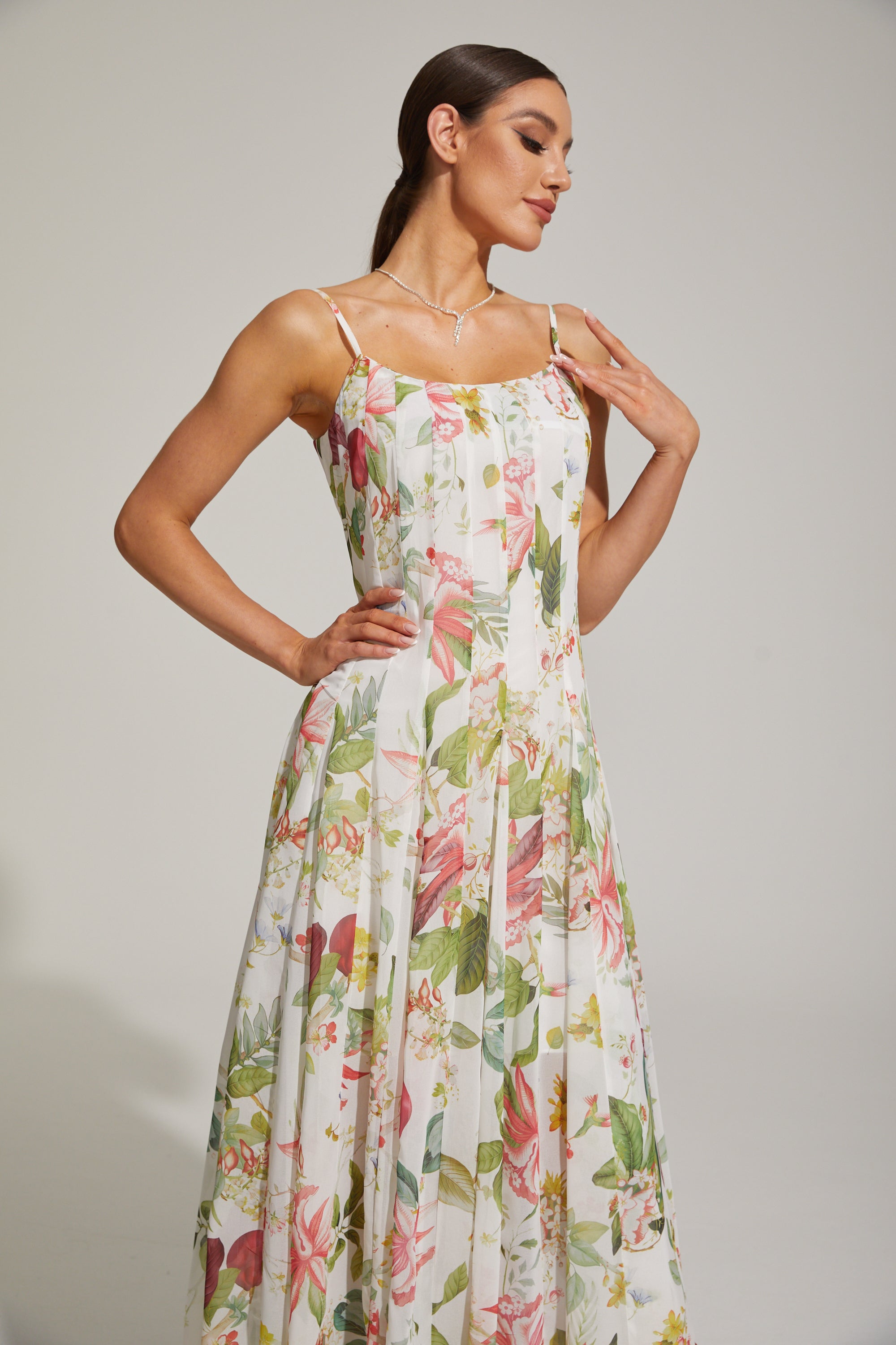 Gaëlle Summer Bloom Spaghetti - Strap Maxi Dress