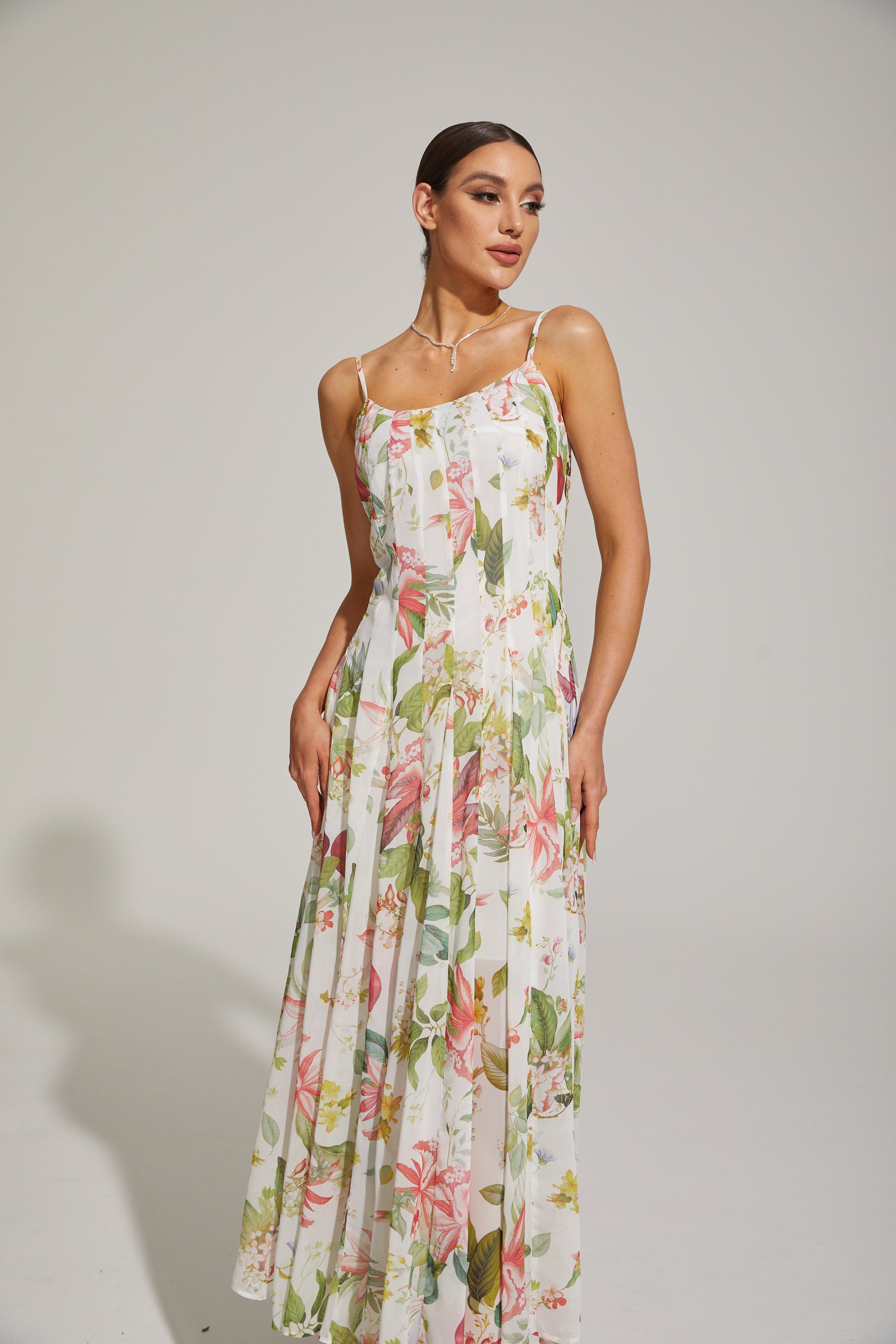 Gaëlle Summer Bloom Spaghetti - Strap Maxi Dress
