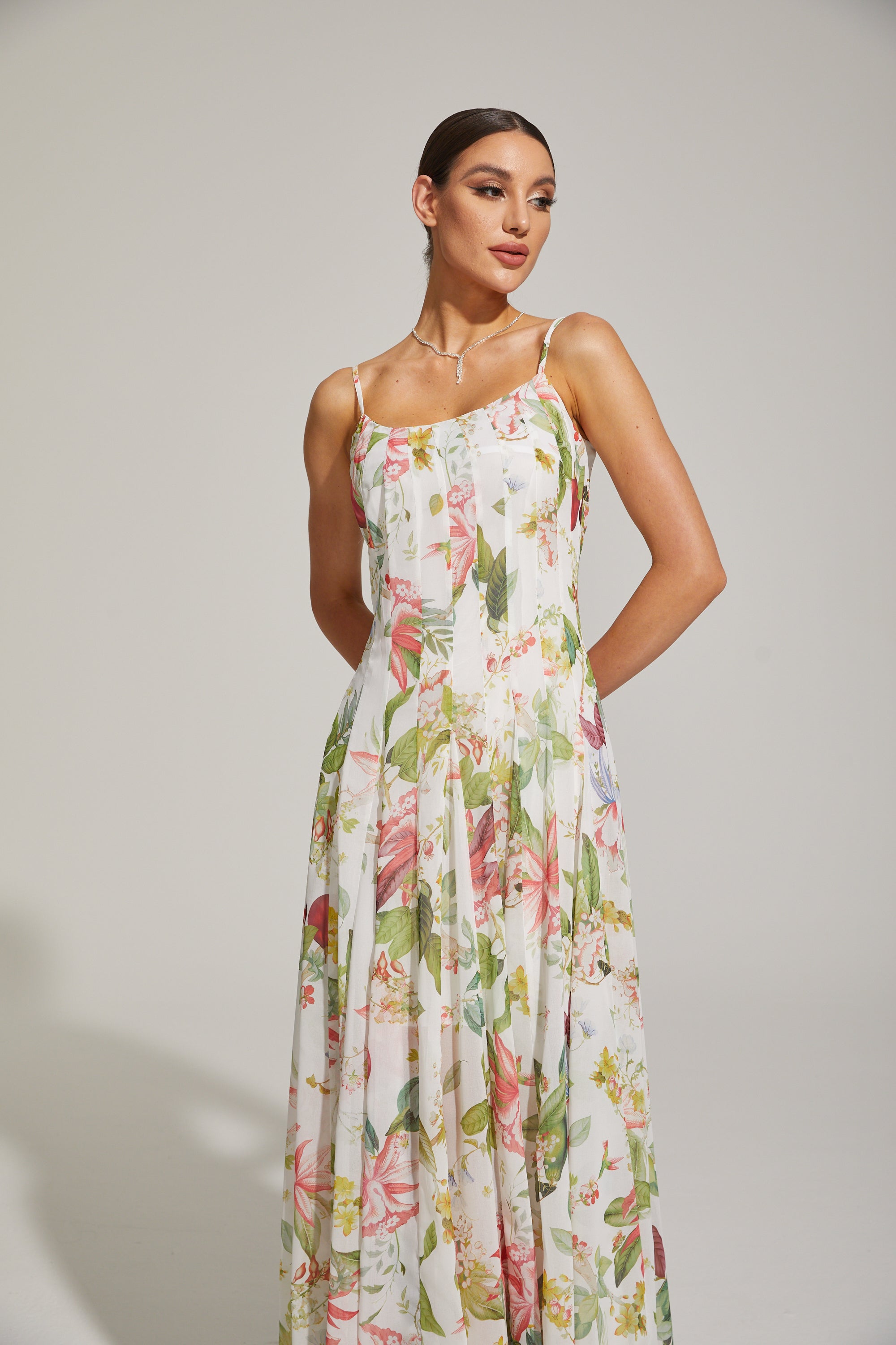 Gaëlle Summer Bloom Spaghetti - Strap Maxi Dress