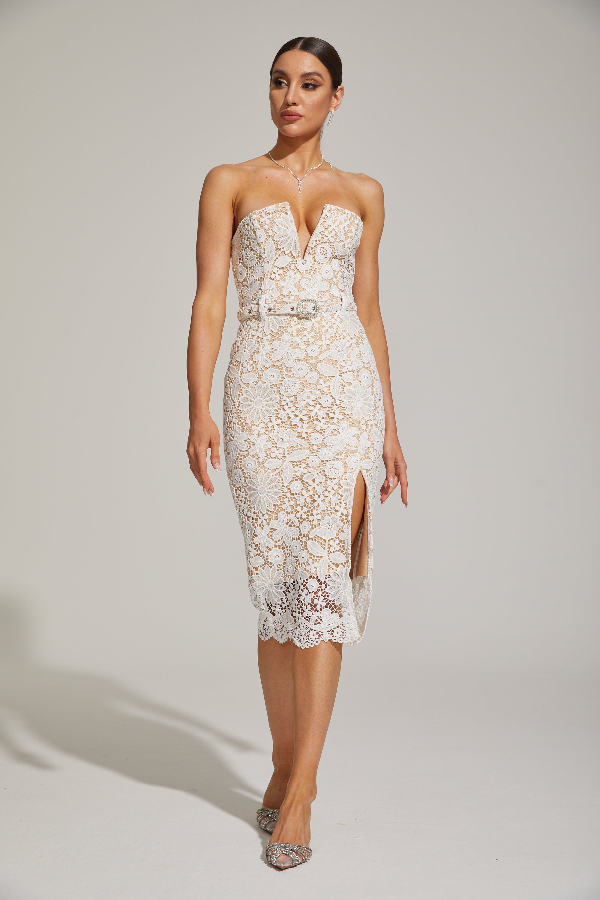 Arielle Lace Strapless Midi Dress