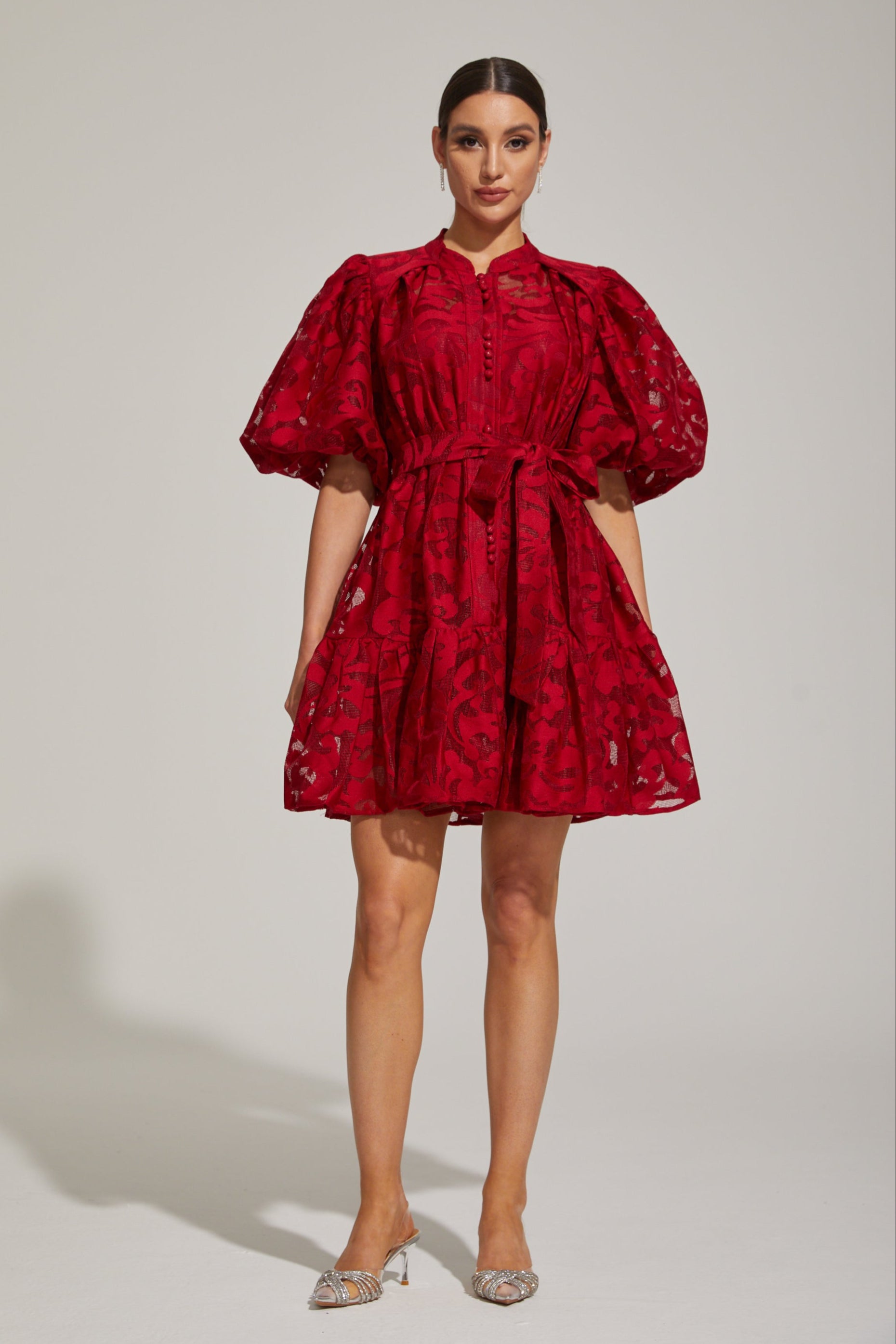 Tatienne Scarlet Blossom Belted Mini Dress