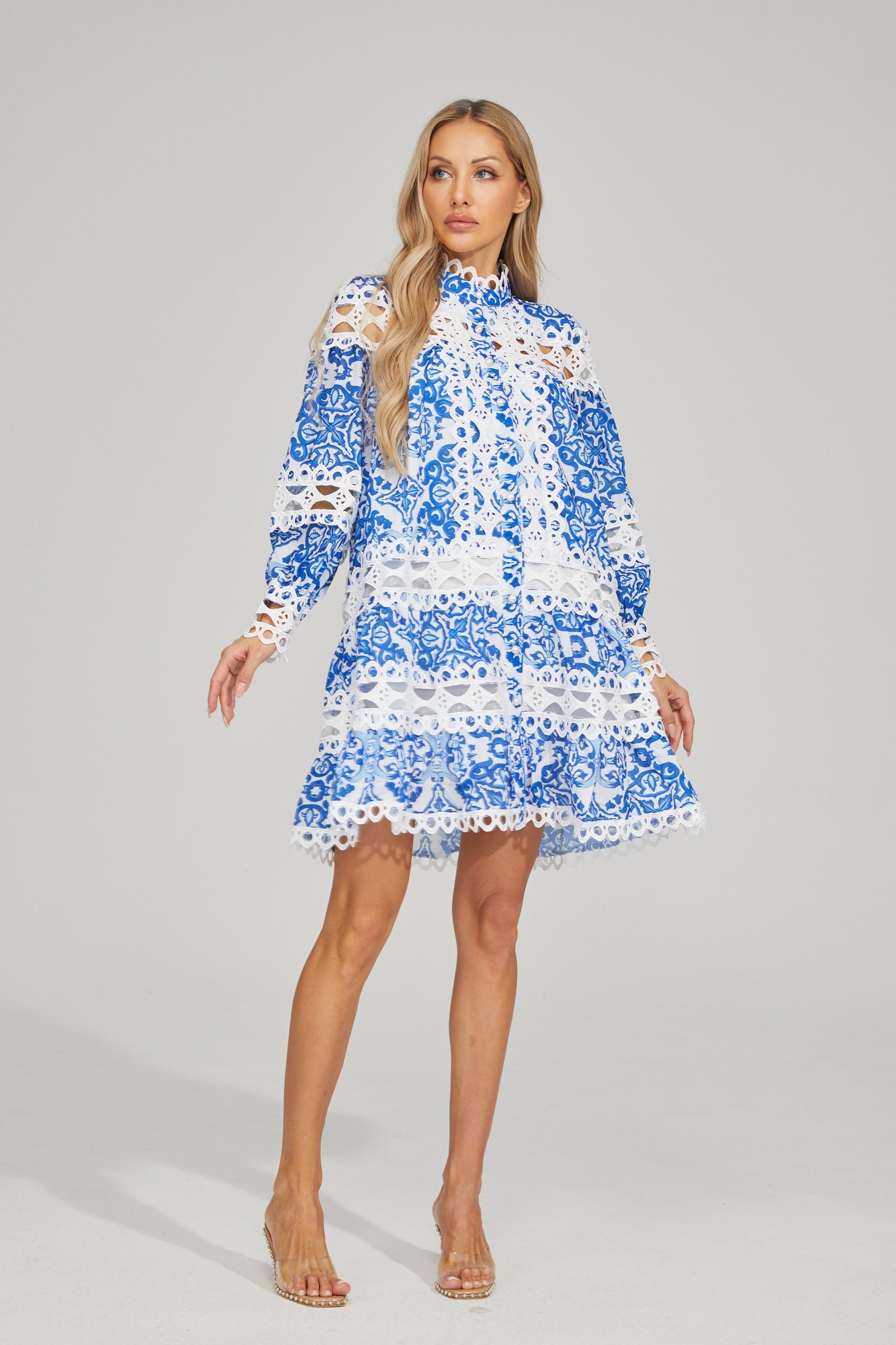 Harper Bluebell Floral A-Line Mini Dress
