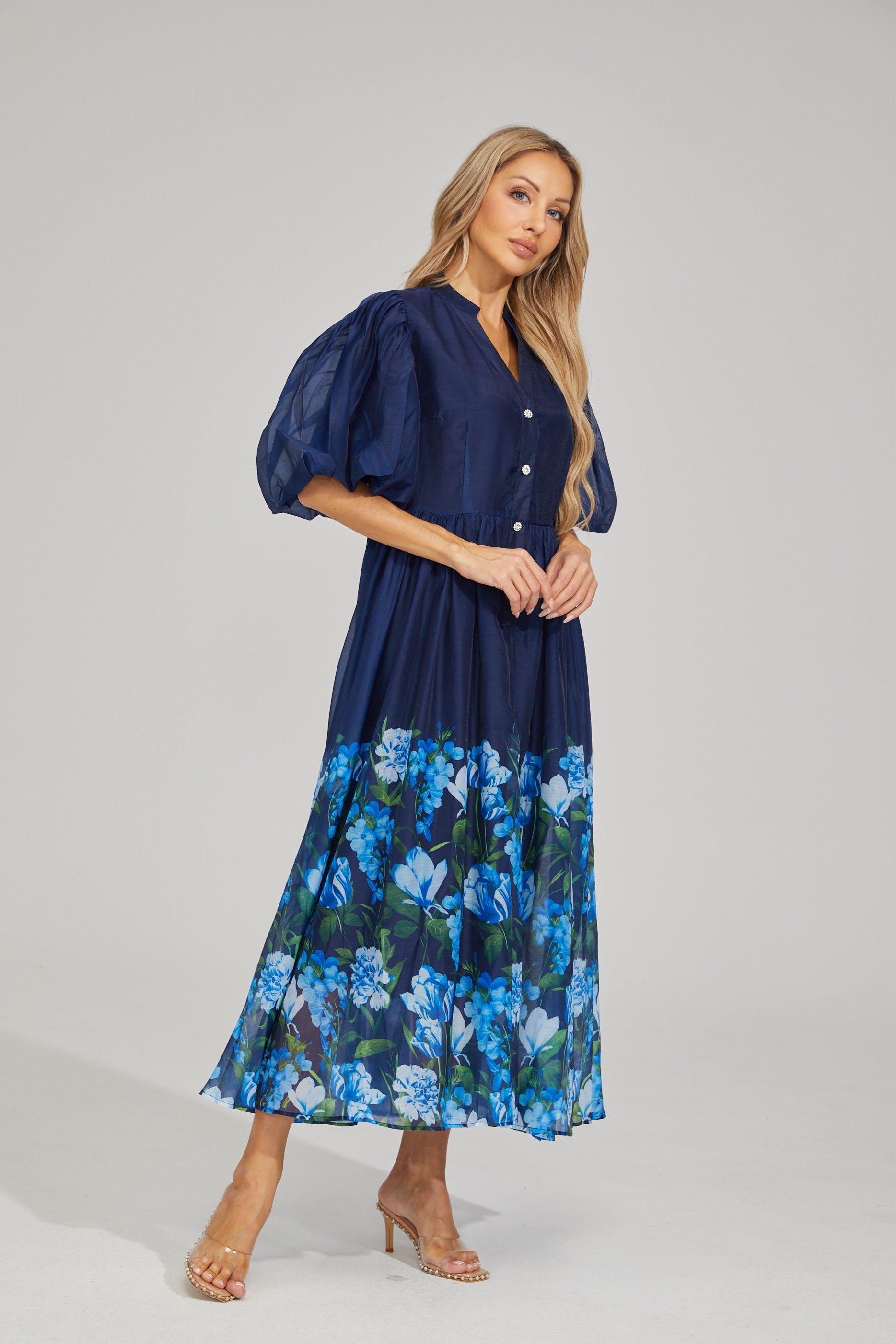 Laurine Bloom Button-Down Maxi Dress