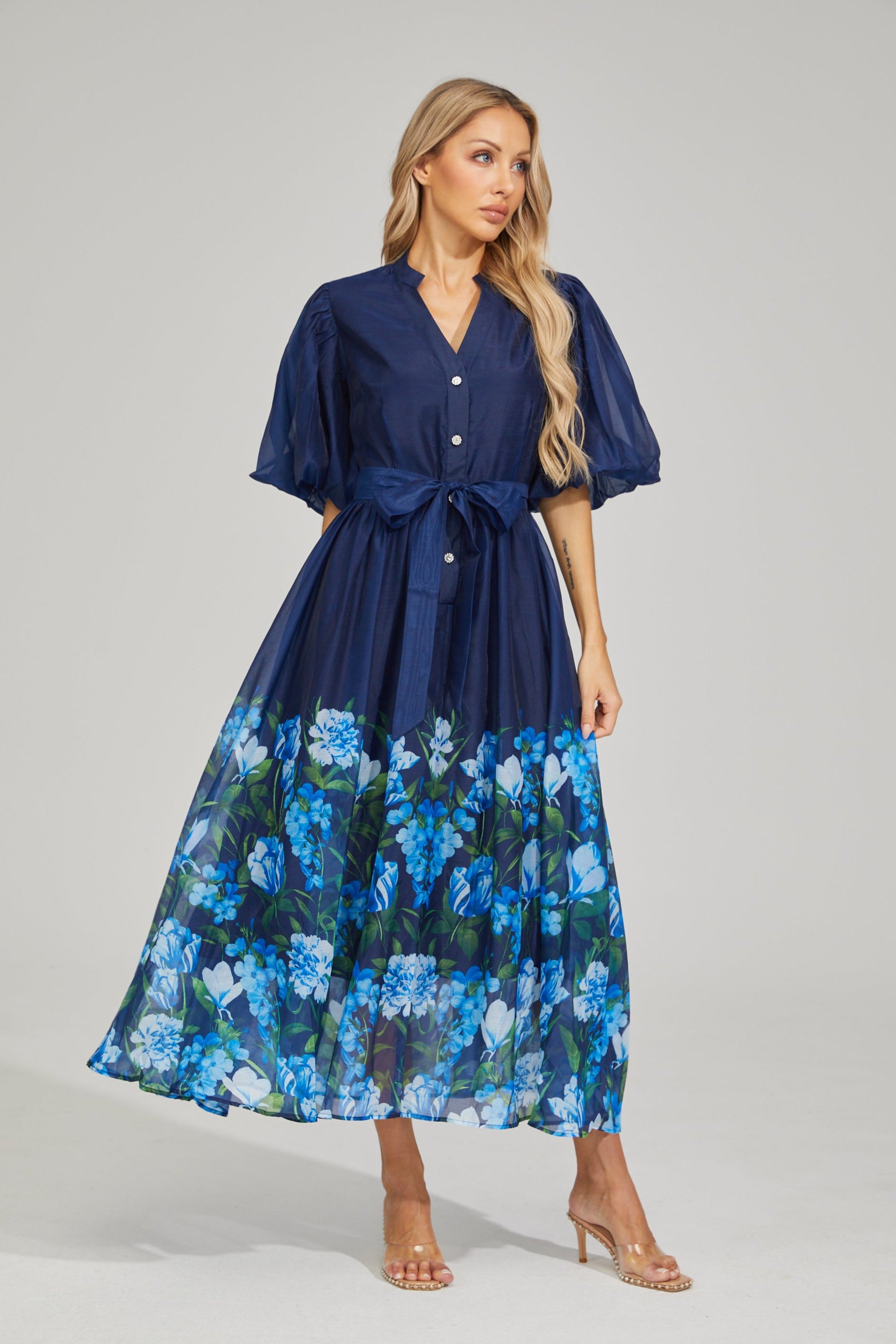 Laurine Bloom Button-Down Maxi Dress