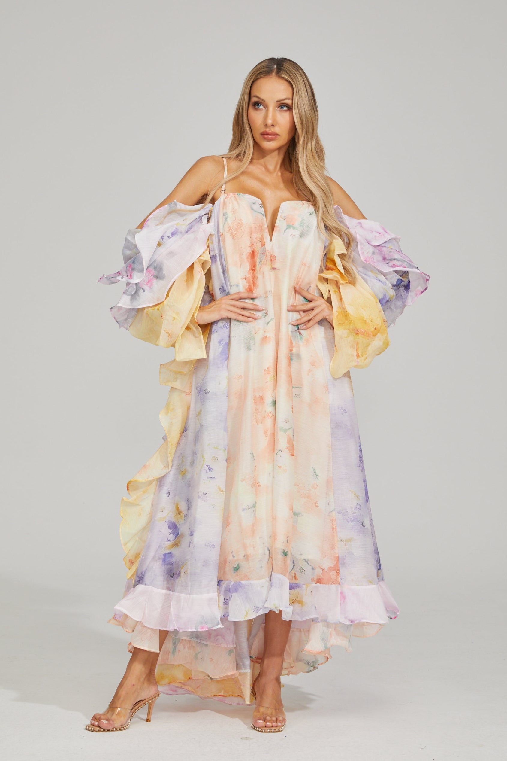 Justine Floral Ruffle Maxi Dress