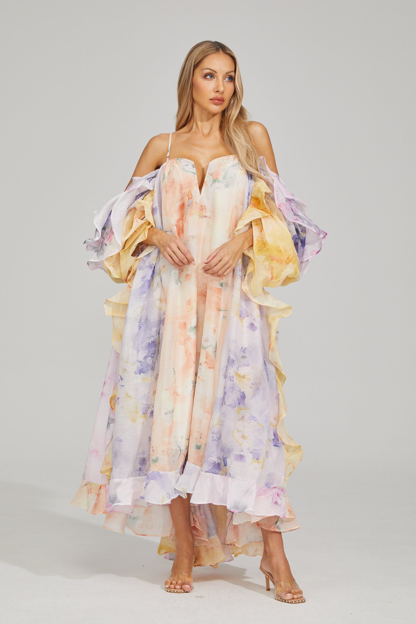Justine Floral Ruffle Maxi Dress