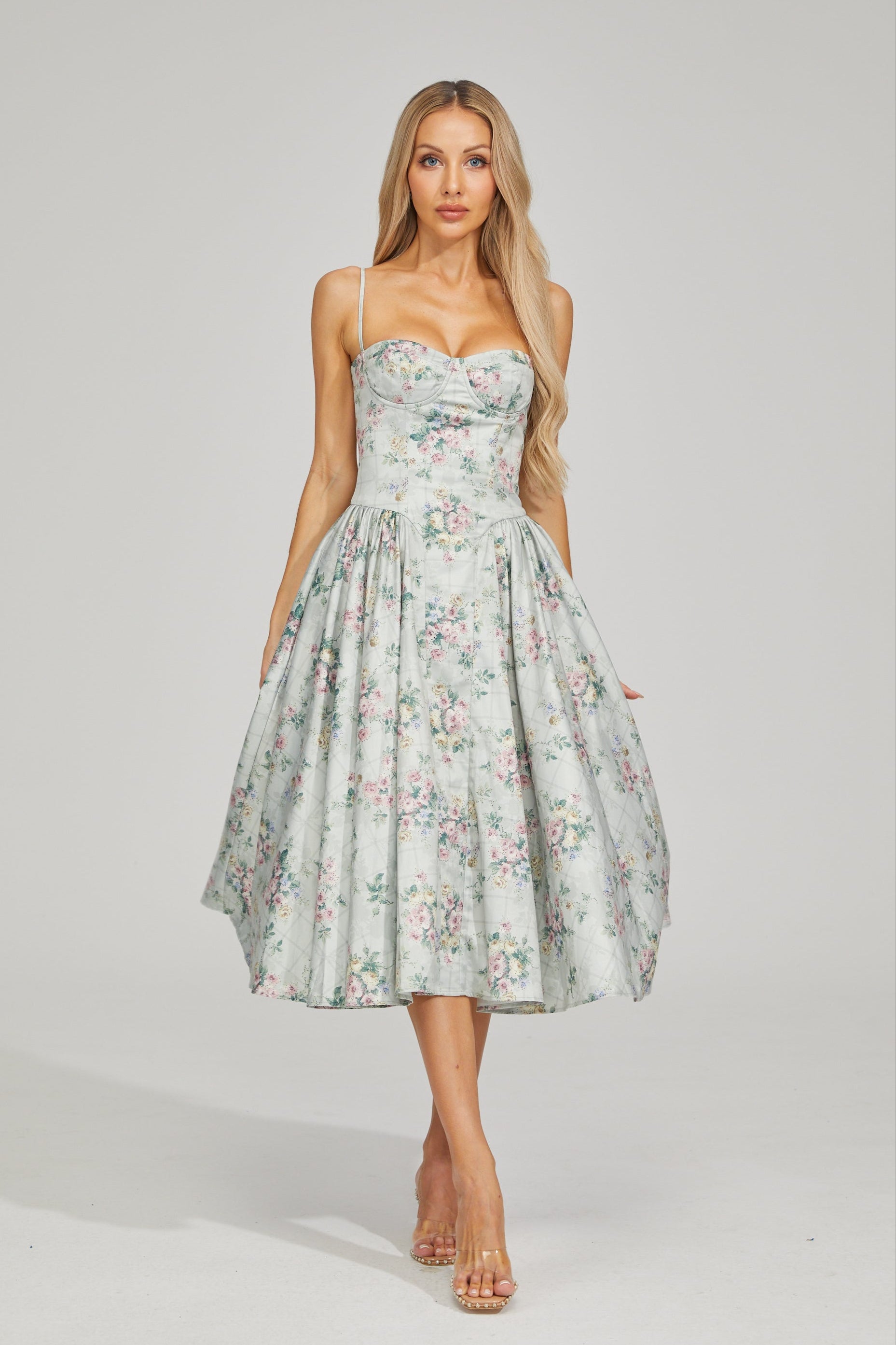 Tinsley Fleur Satin Midi Dress