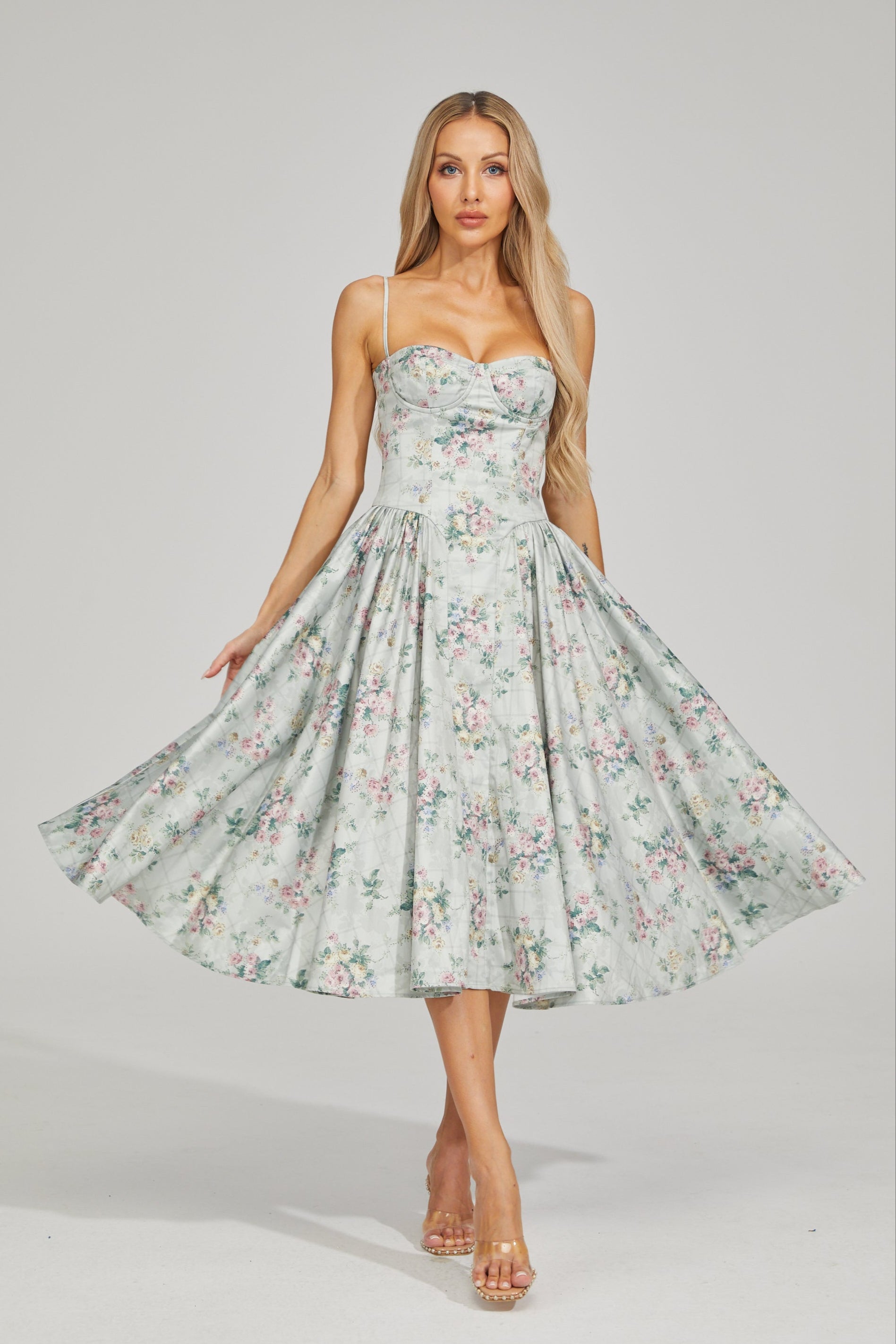 Tinsley Fleur Satin Midi Dress