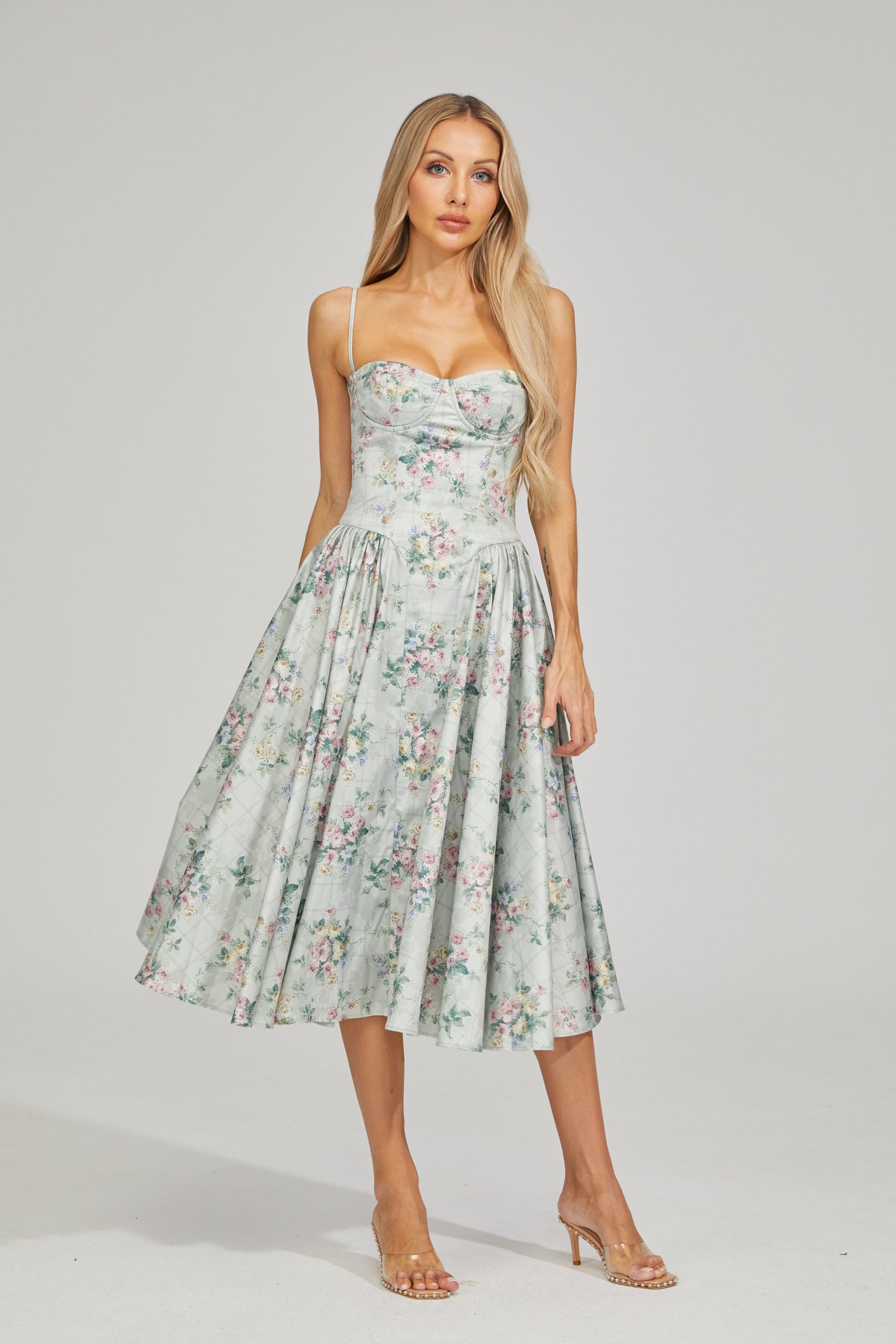 Tinsley Fleur Satin Midi Dress