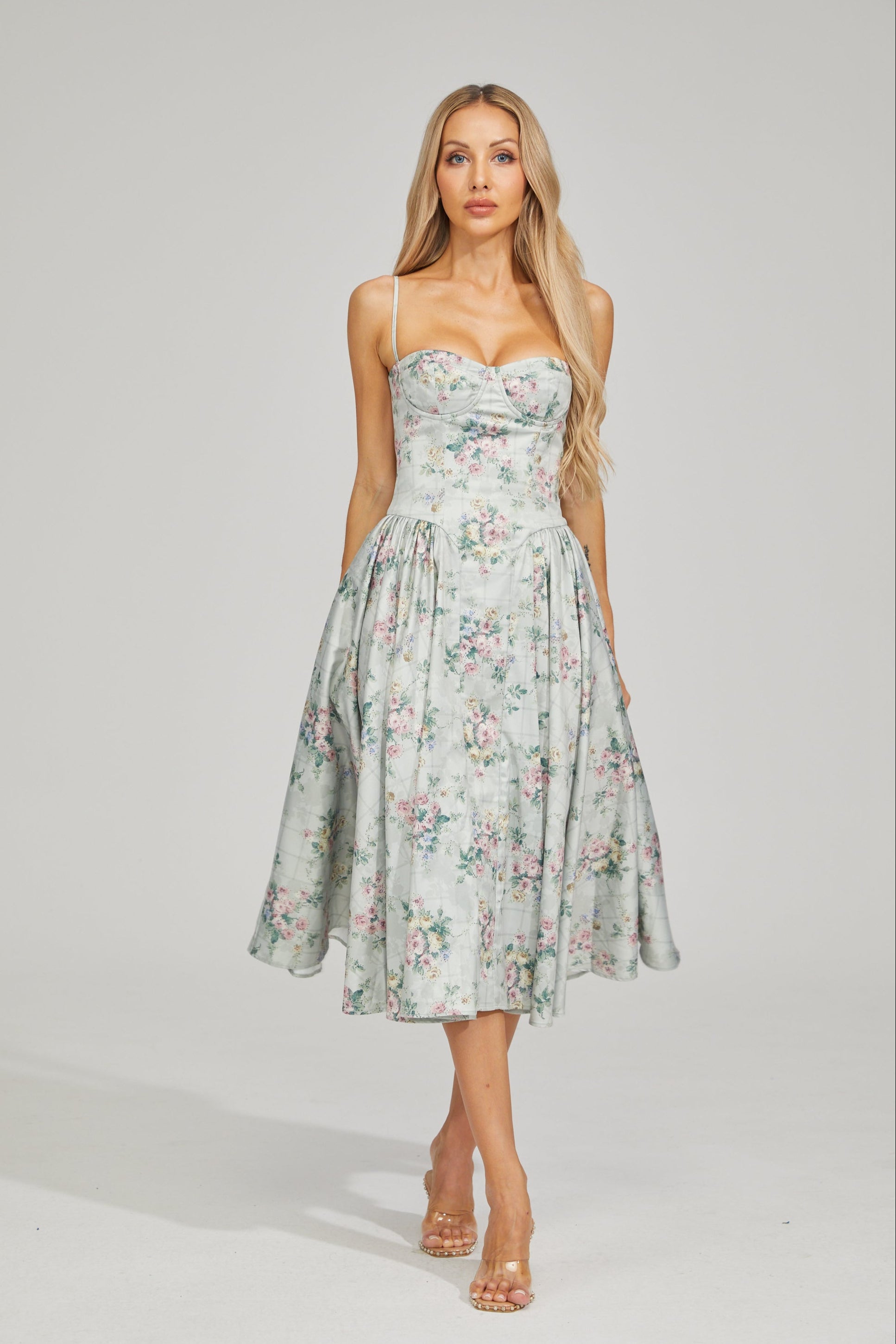 Tinsley Fleur Satin Midi Dress