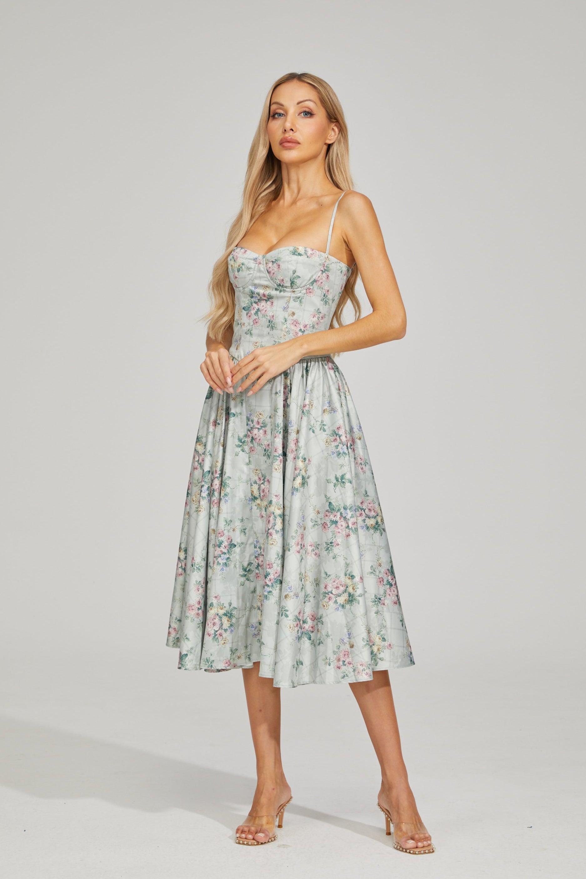 Tinsley Fleur Satin Midi Dress