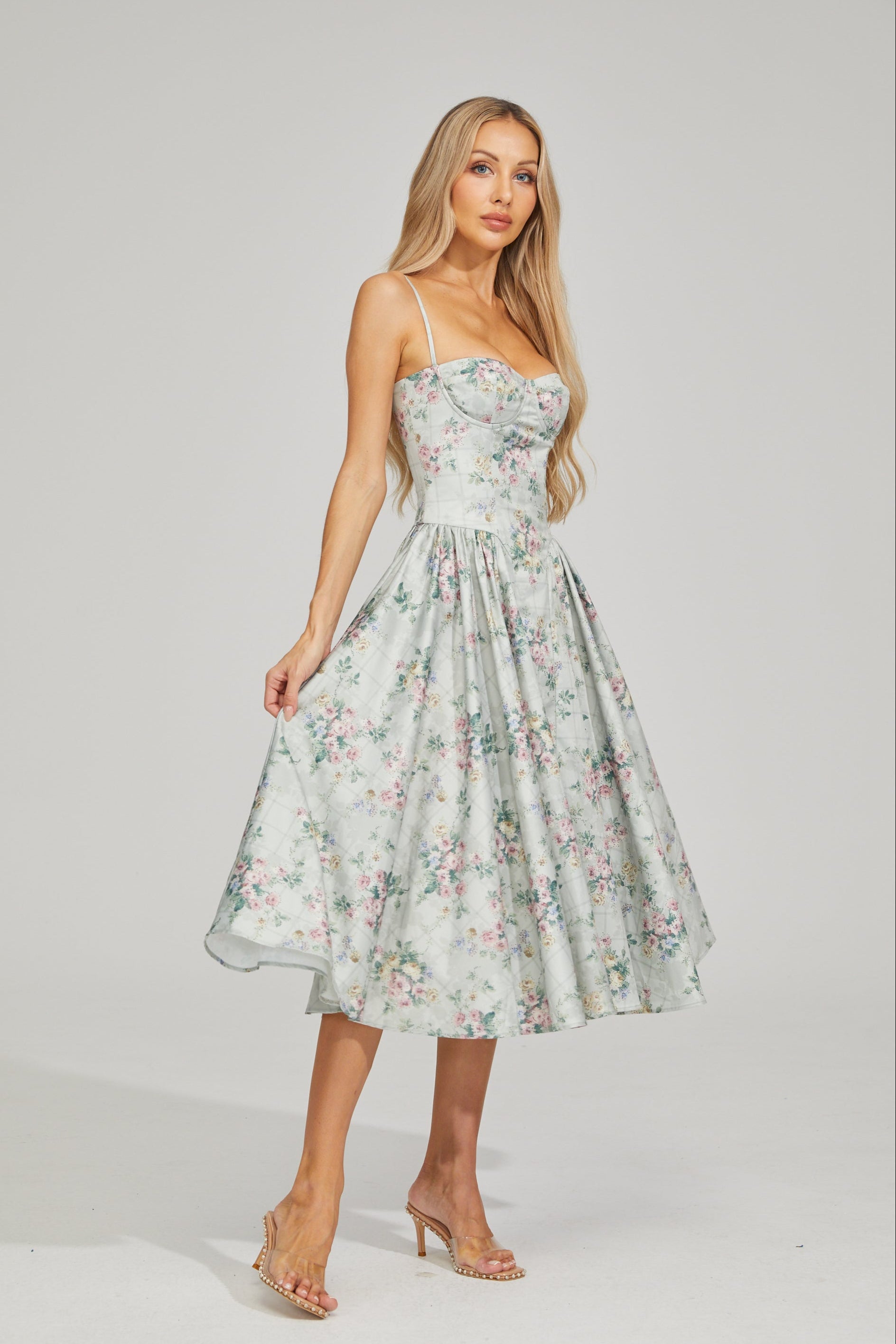 Tinsley Fleur Satin Midi Dress