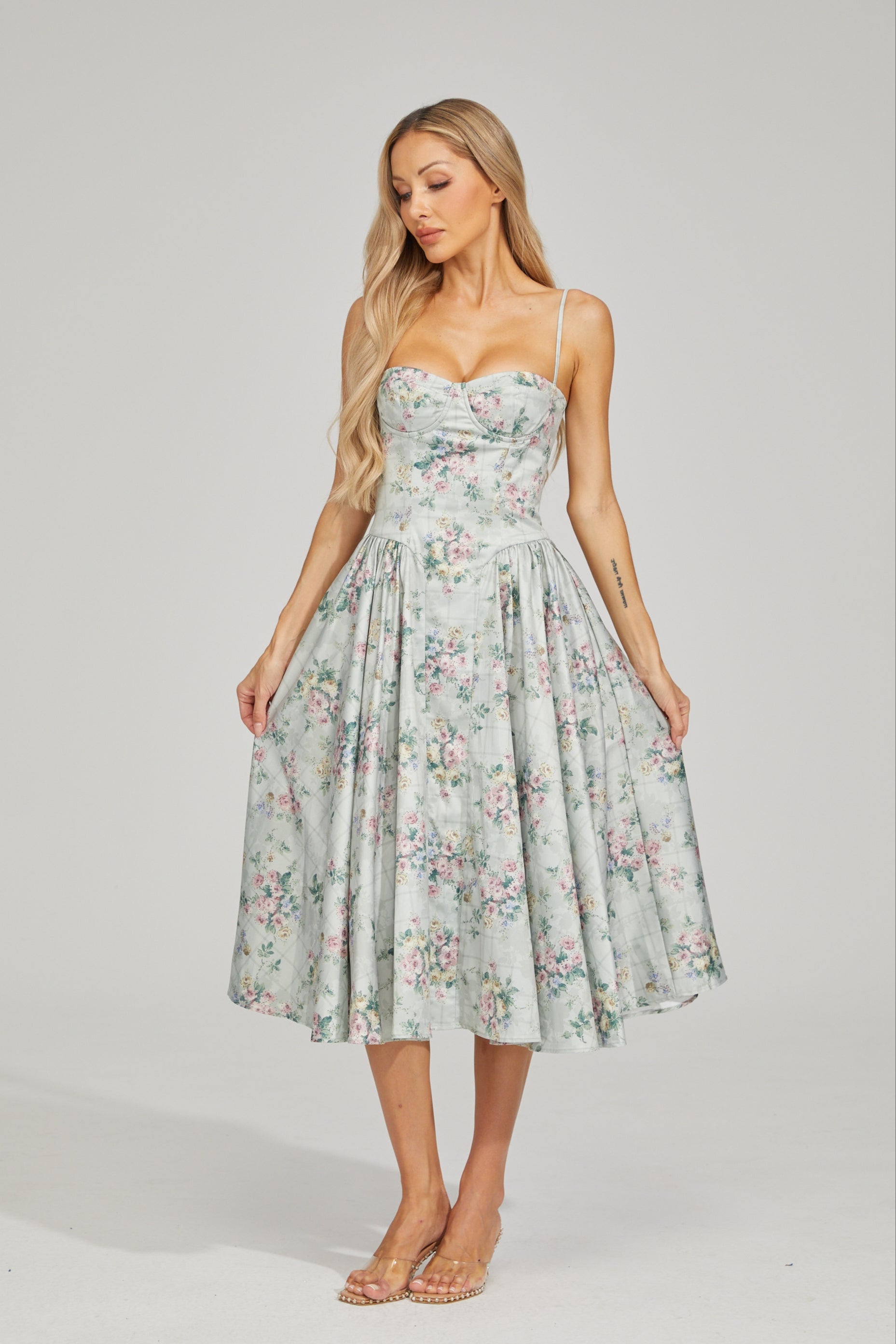 Tinsley Fleur Satin Midi Dress