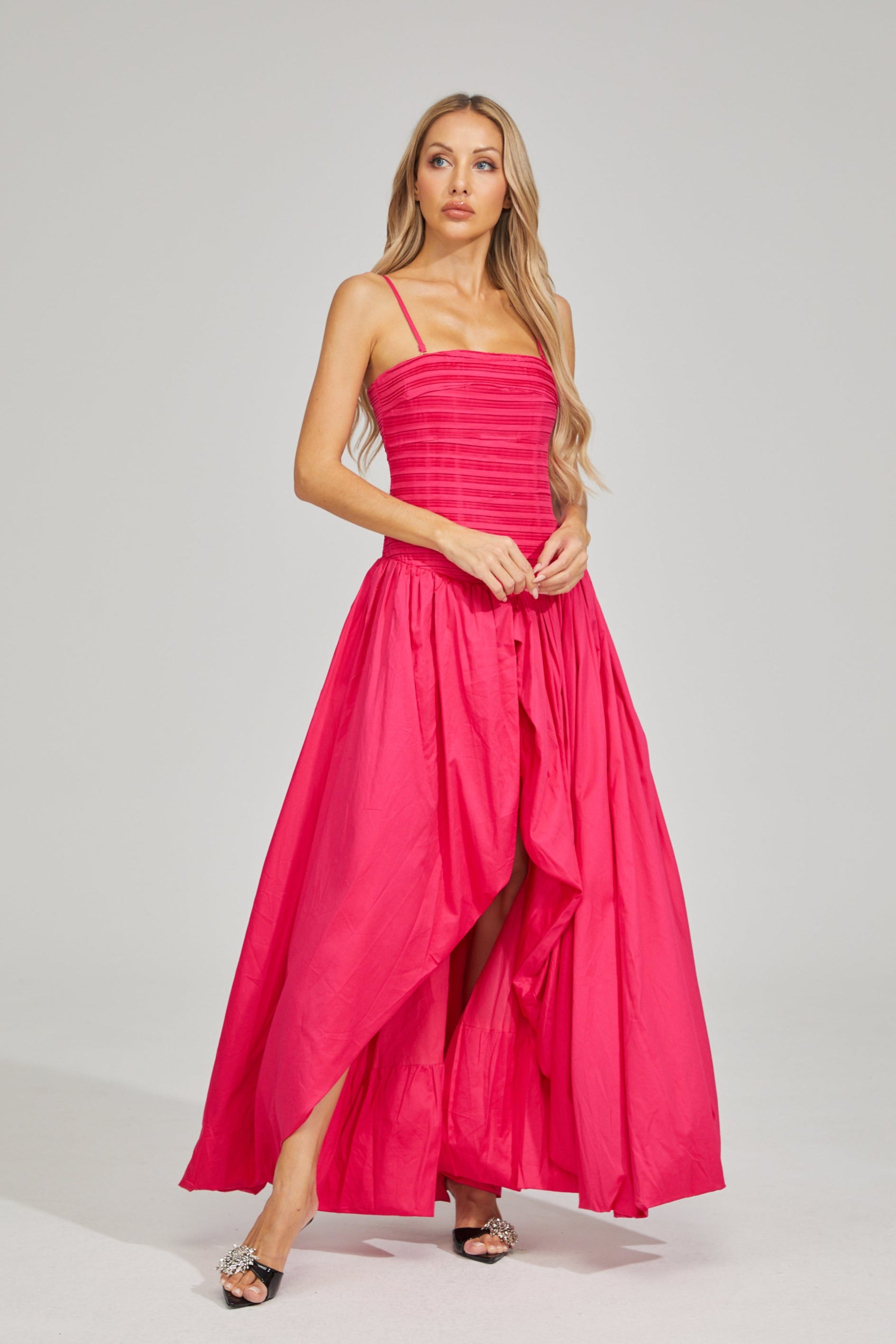 Flamingo Breeze Strapless Maxi Dress