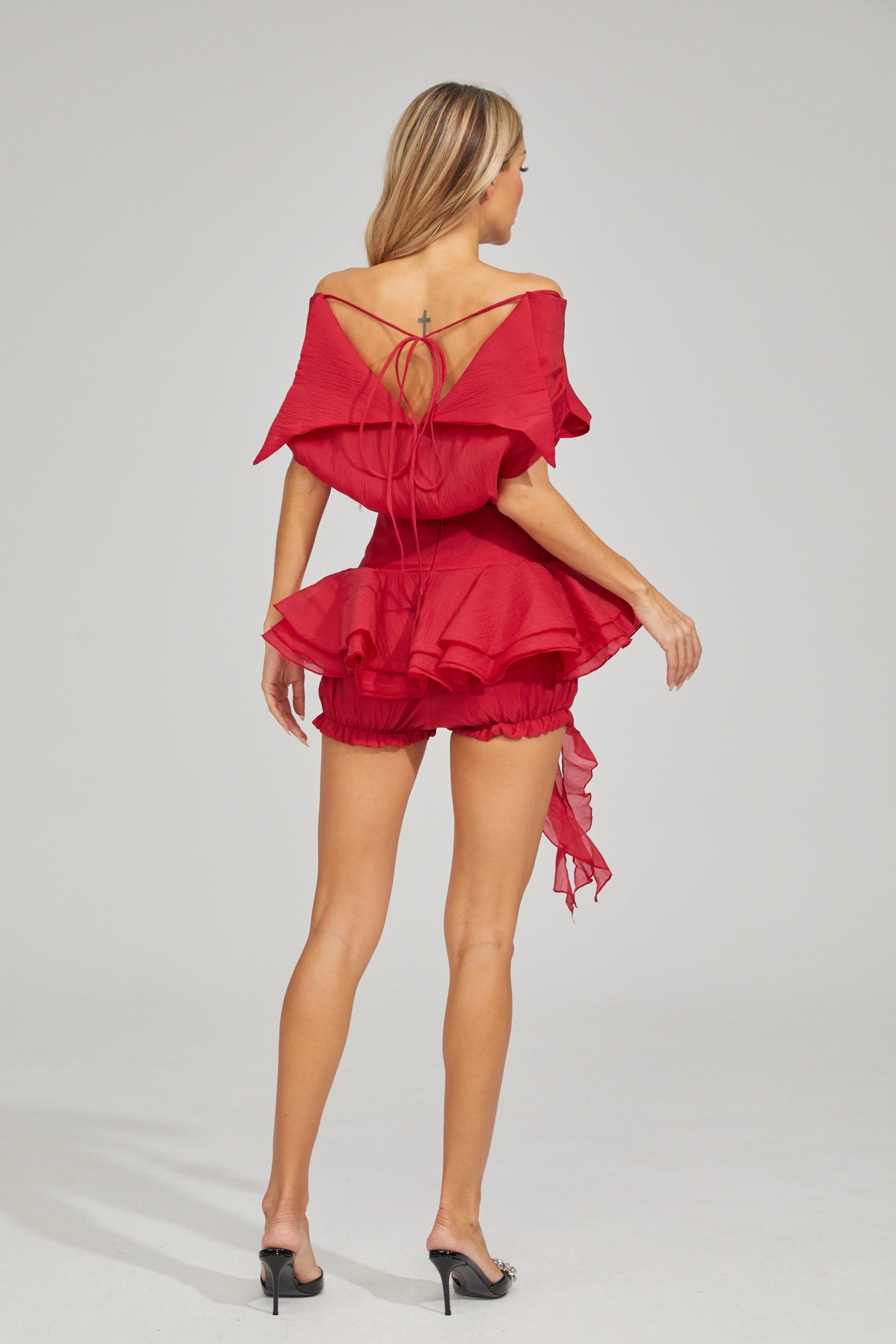 Nolwenn Red Dream Ruffle Mini Dress