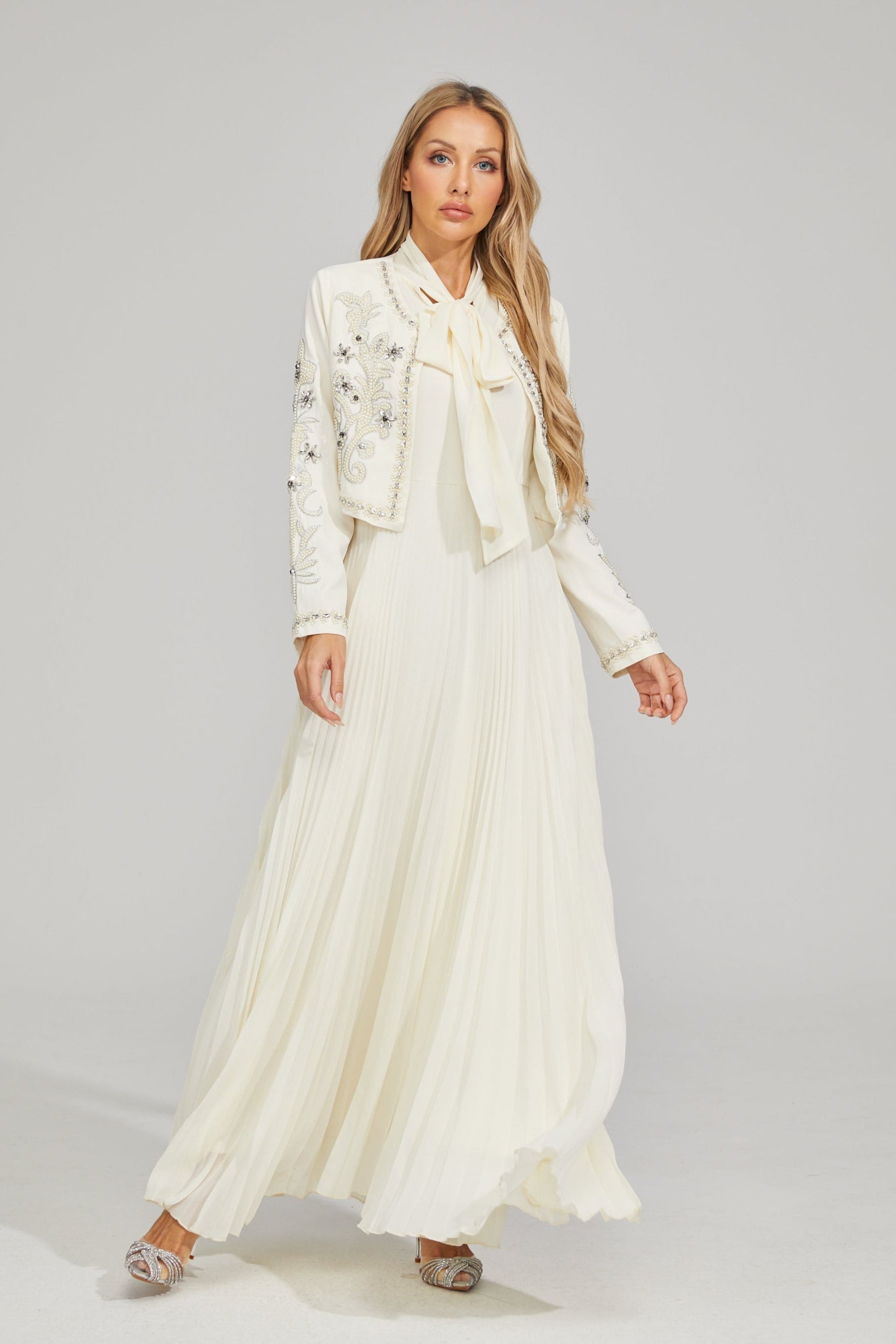 Vérène Embellished Pleated Gown Set