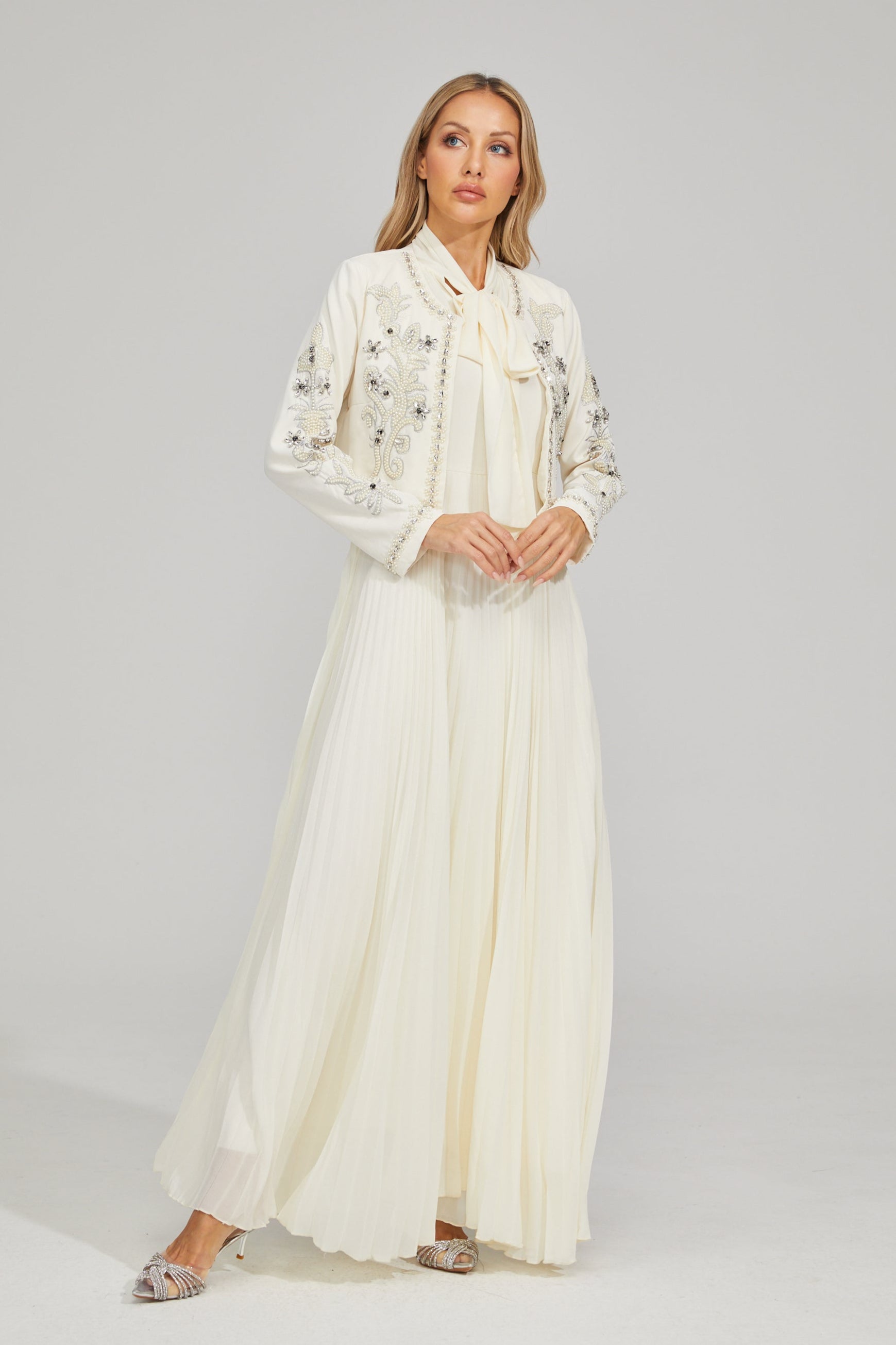 Vérène Embellished Pleated Gown Set