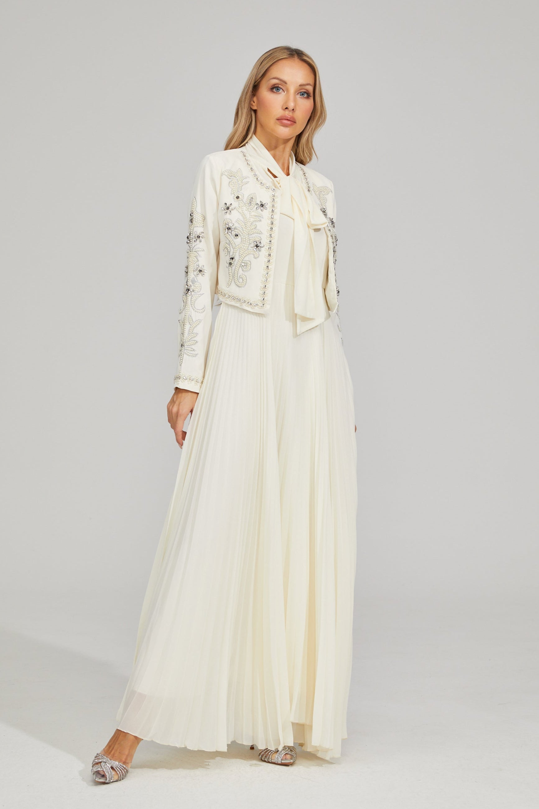 Vérène Embellished Pleated Gown Set