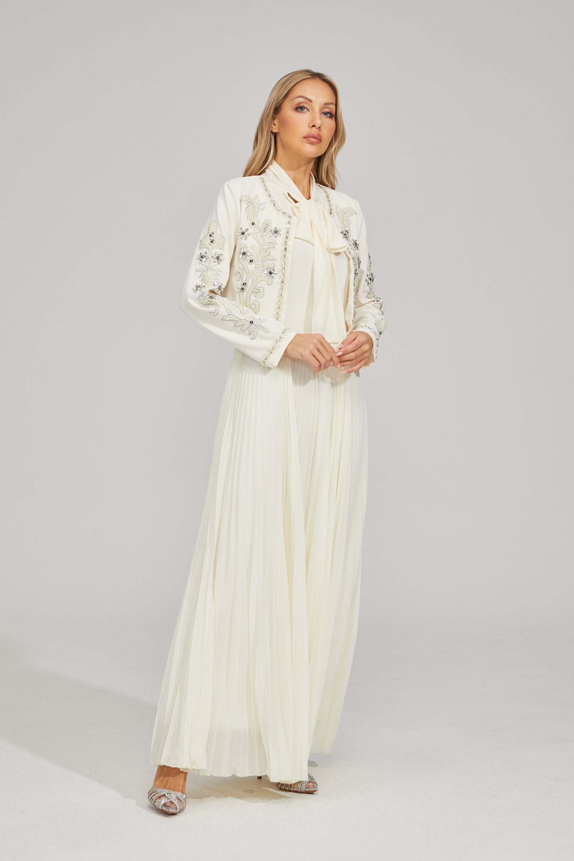 Vérène Embellished Pleated Gown Set