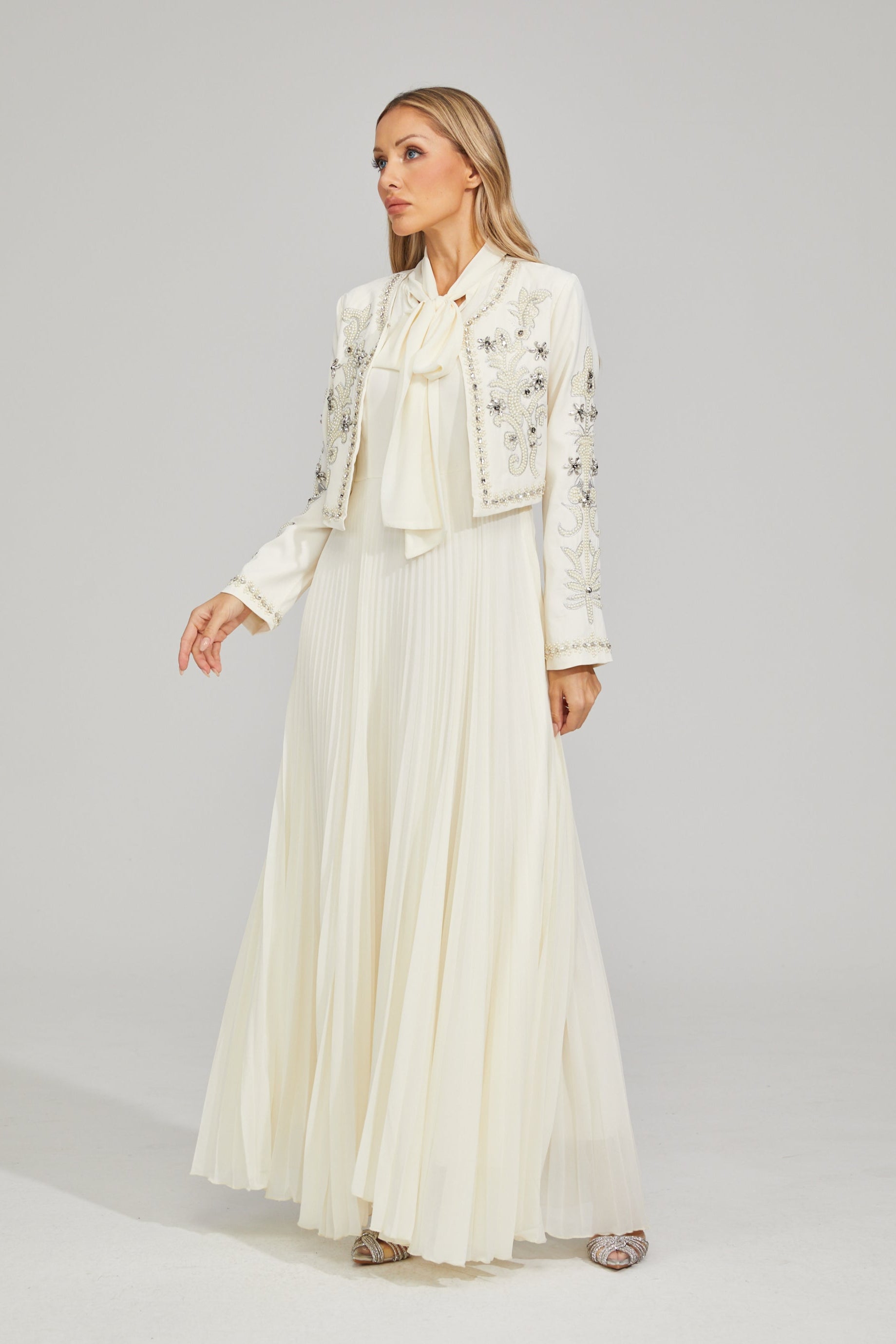 Vérène Embellished Pleated Gown Set