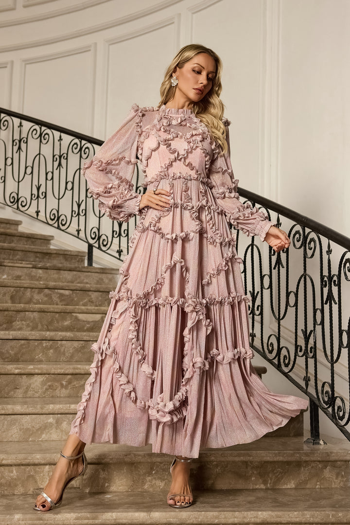 Macie Pink Long Sleeve Maxi Dress