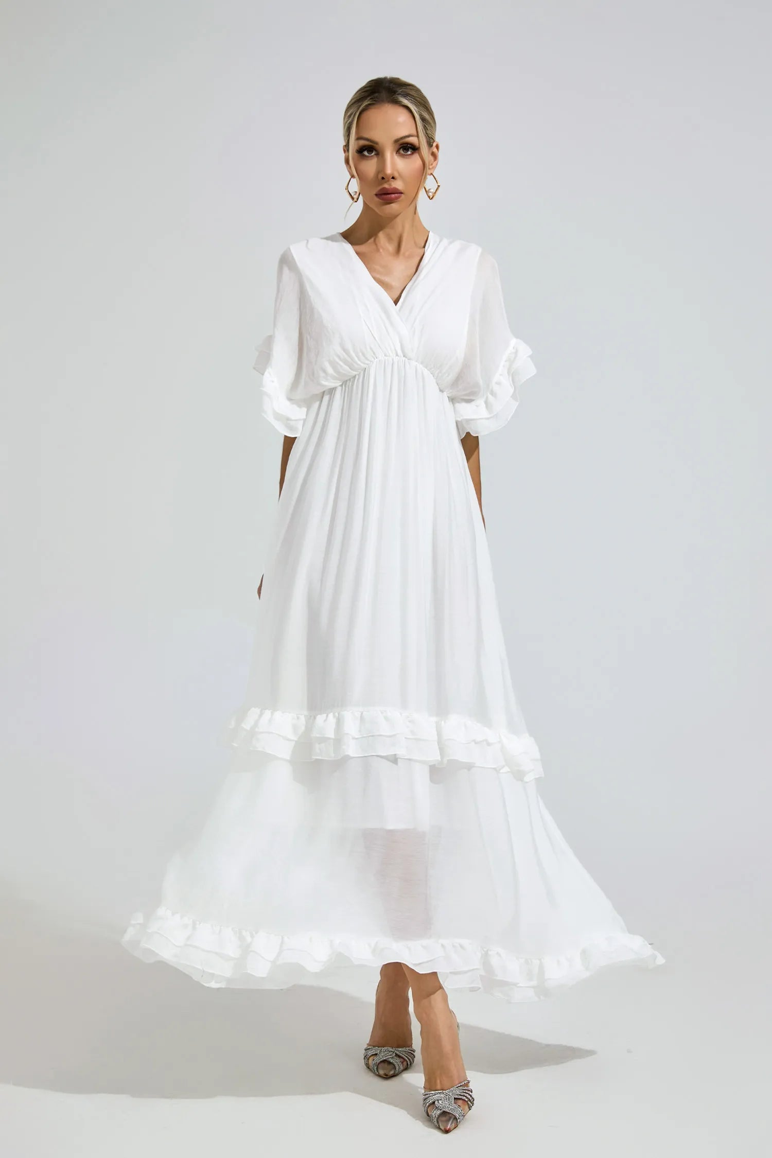 Jolene White A-line Skater Maxi Dress