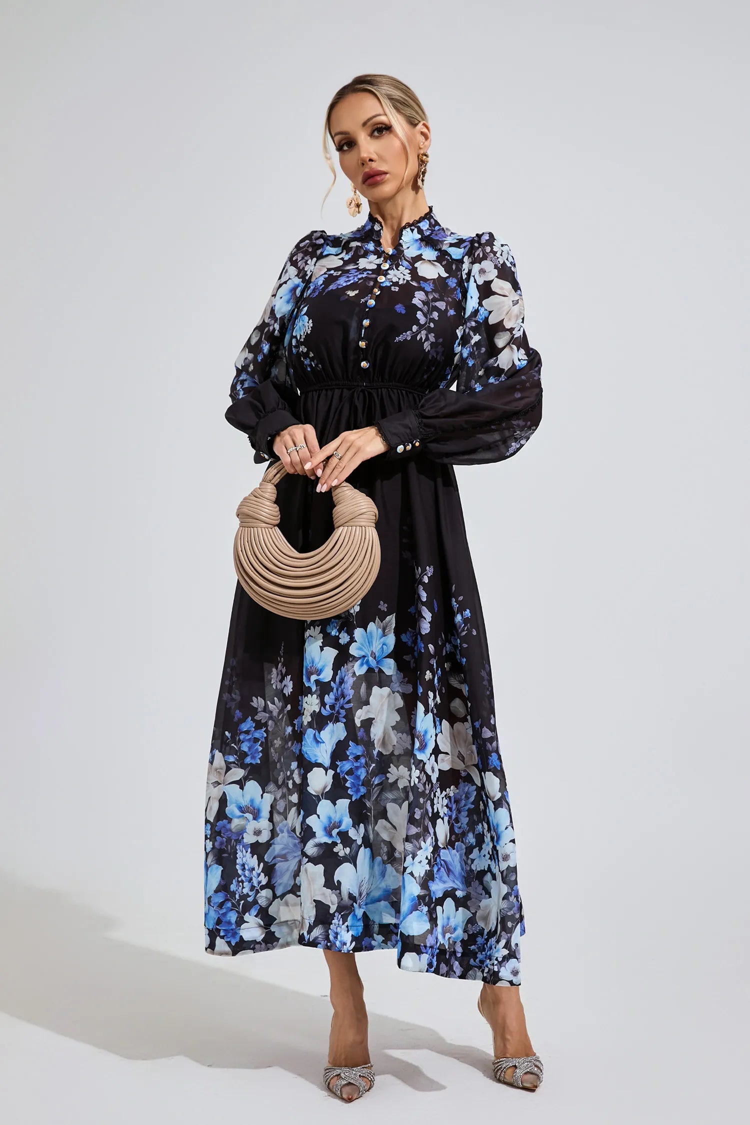 Mandy Black Floral Maxi Dress
