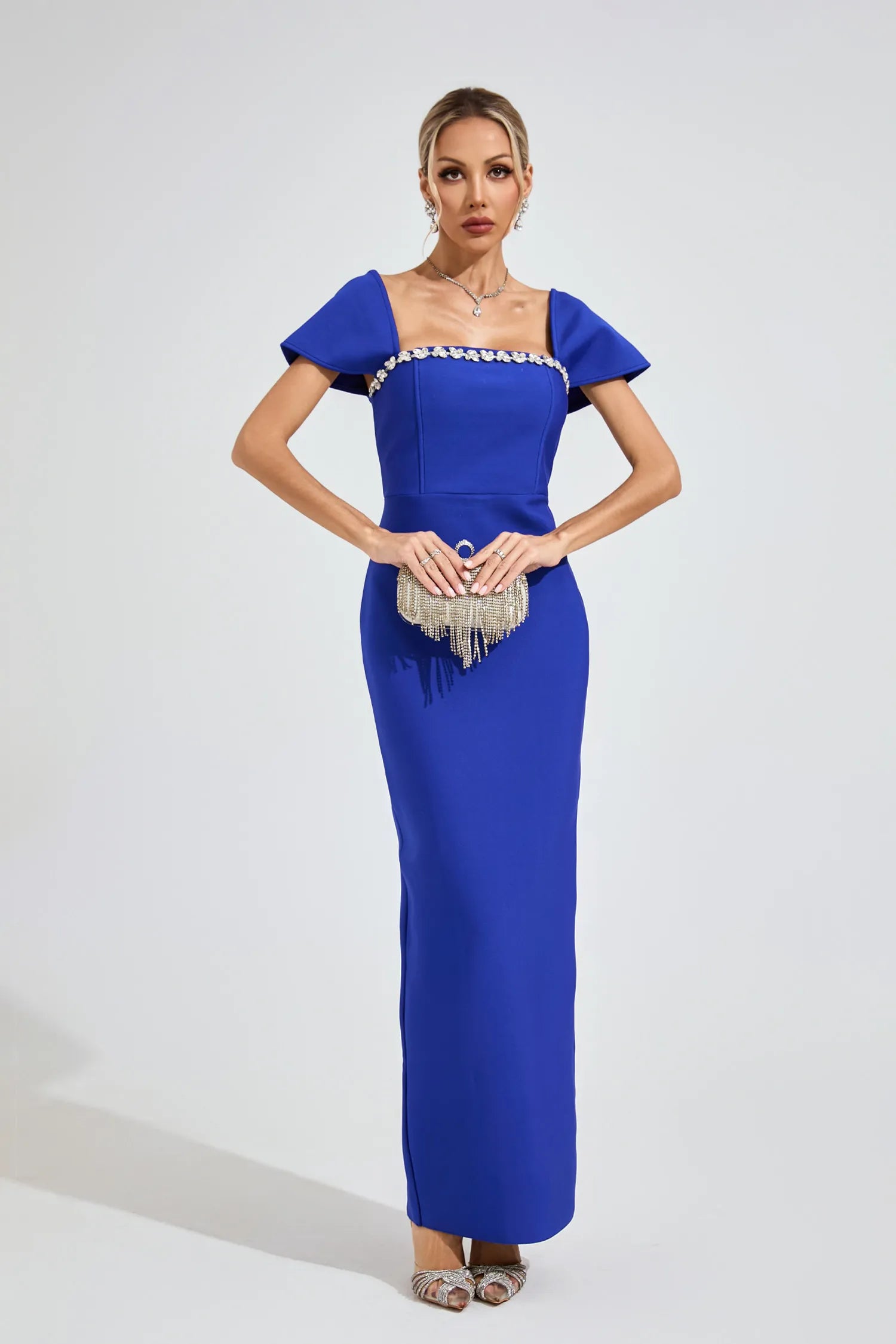 Lousia Blue Diamond Maxi Dress