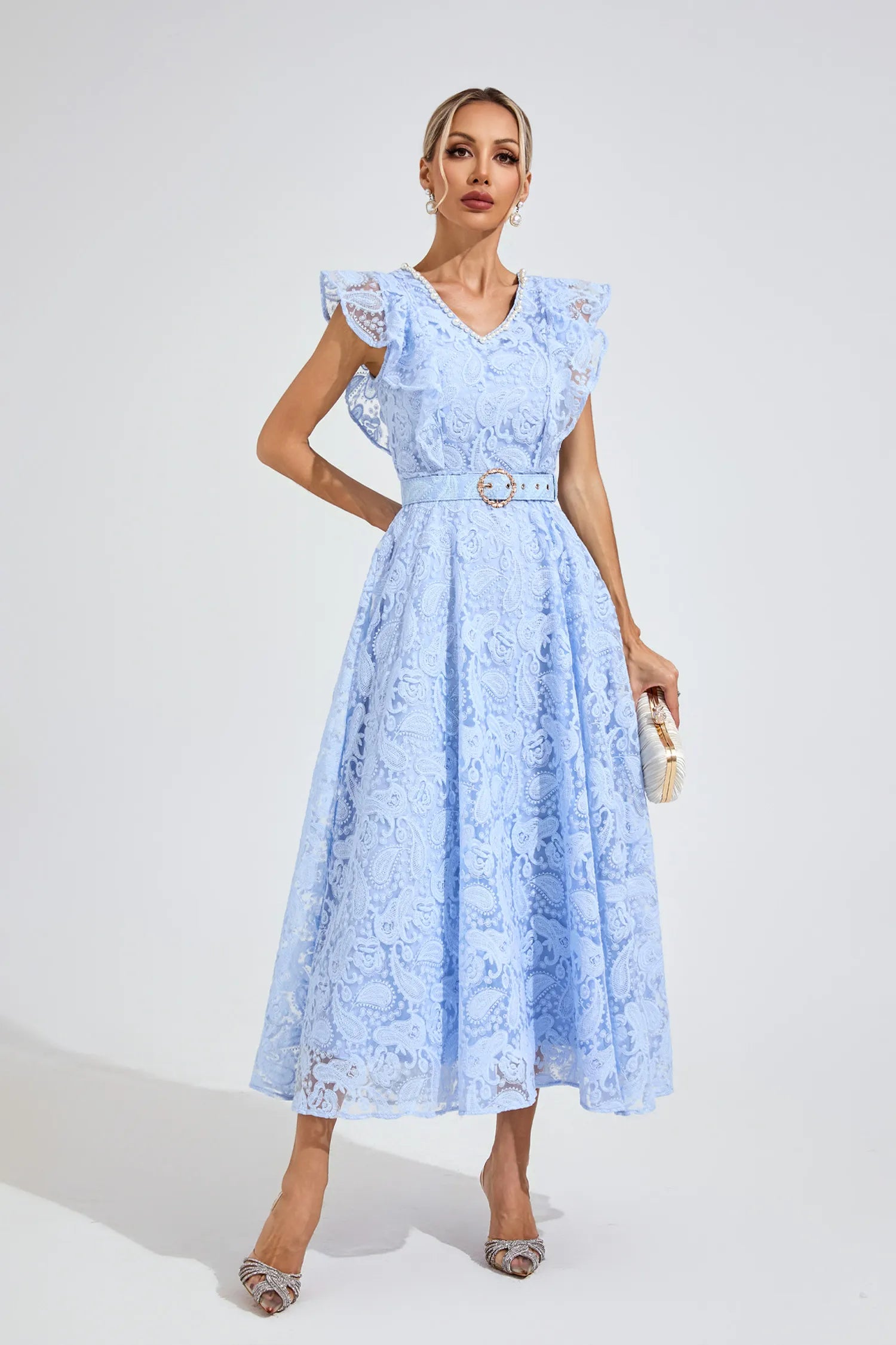 Ariana Sapphire Blue Wrap Midi Dress