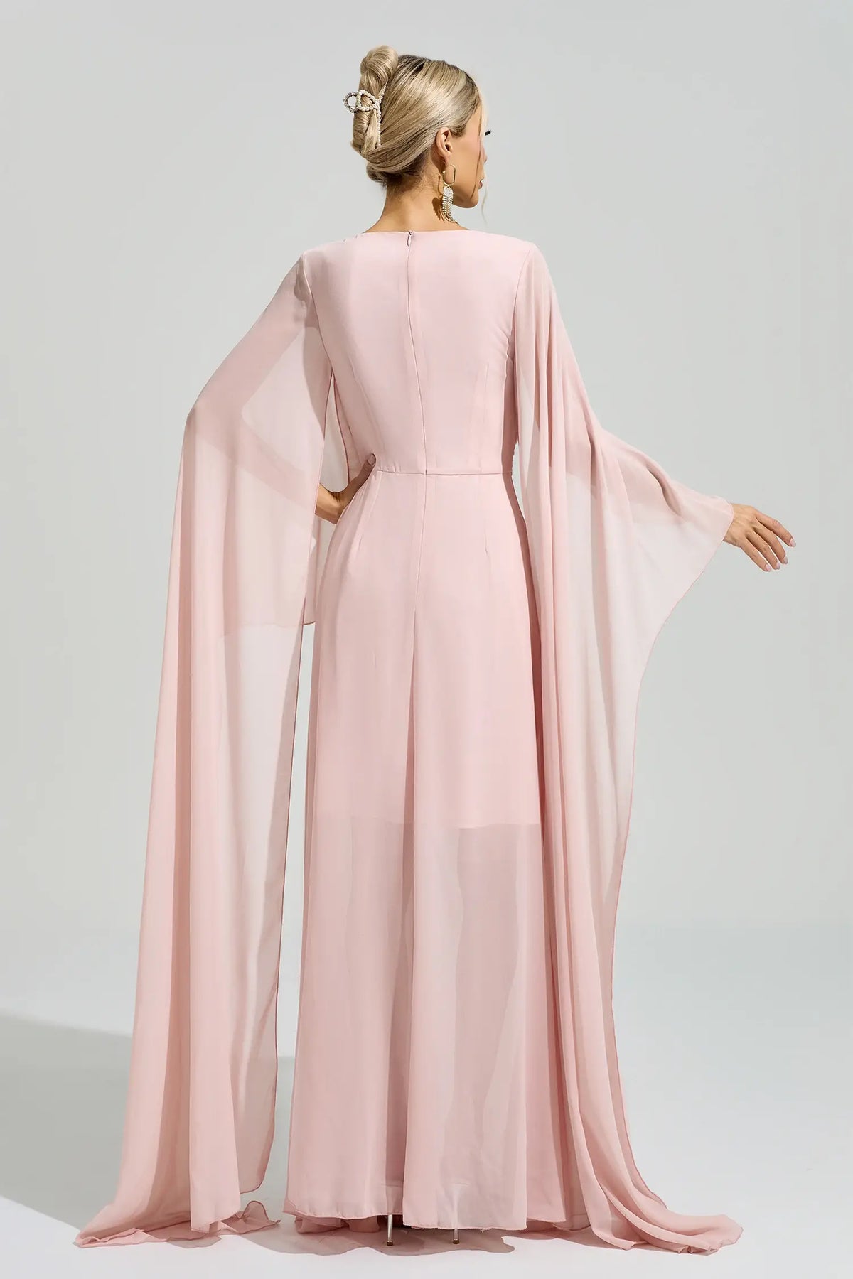 Dahlia Pink Cape Sleeve Maxi Dress