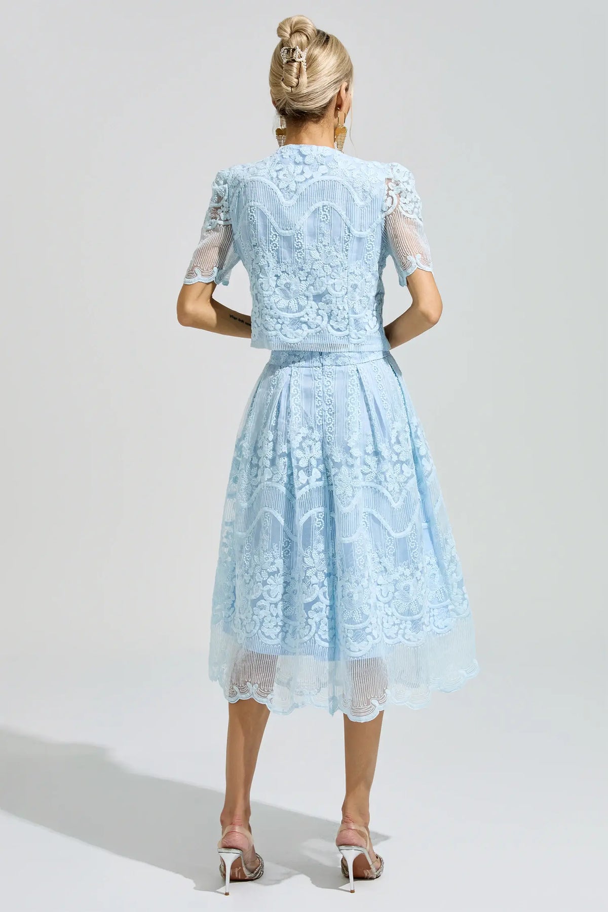 Theresa Blue Lace Pearl Set