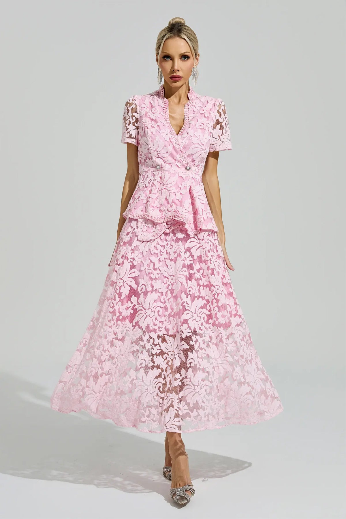 Acacia Pink Embroidered Lace Set