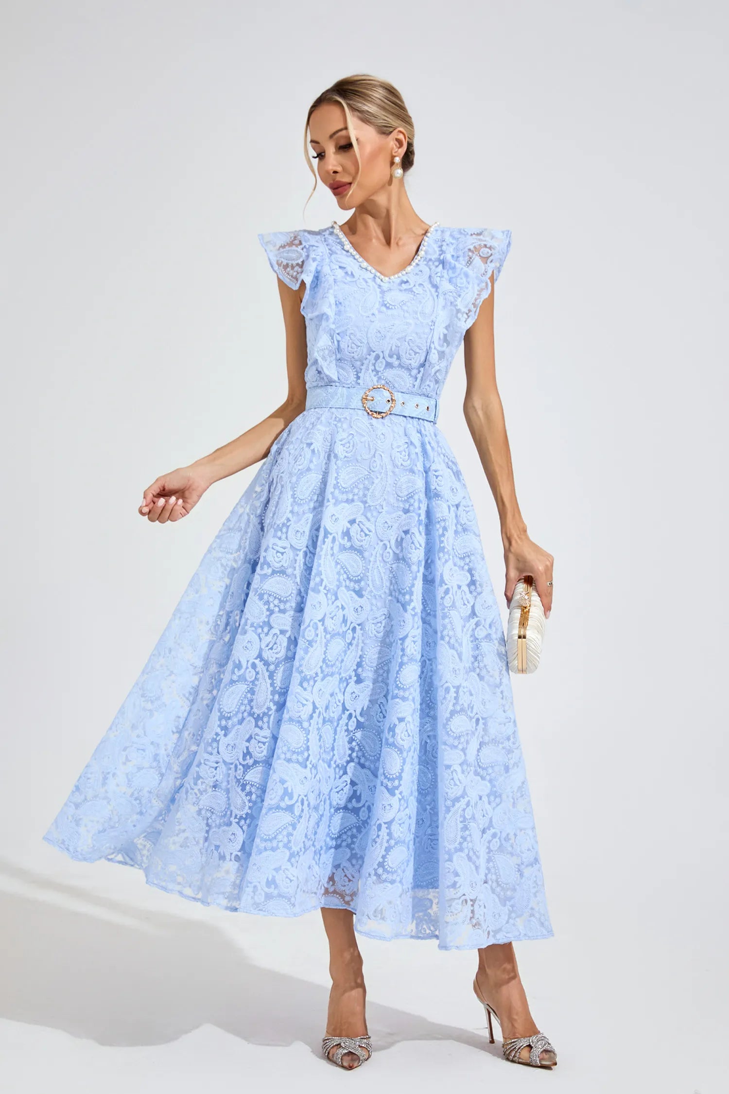 Ariana Sapphire Blue Wrap Midi Dress