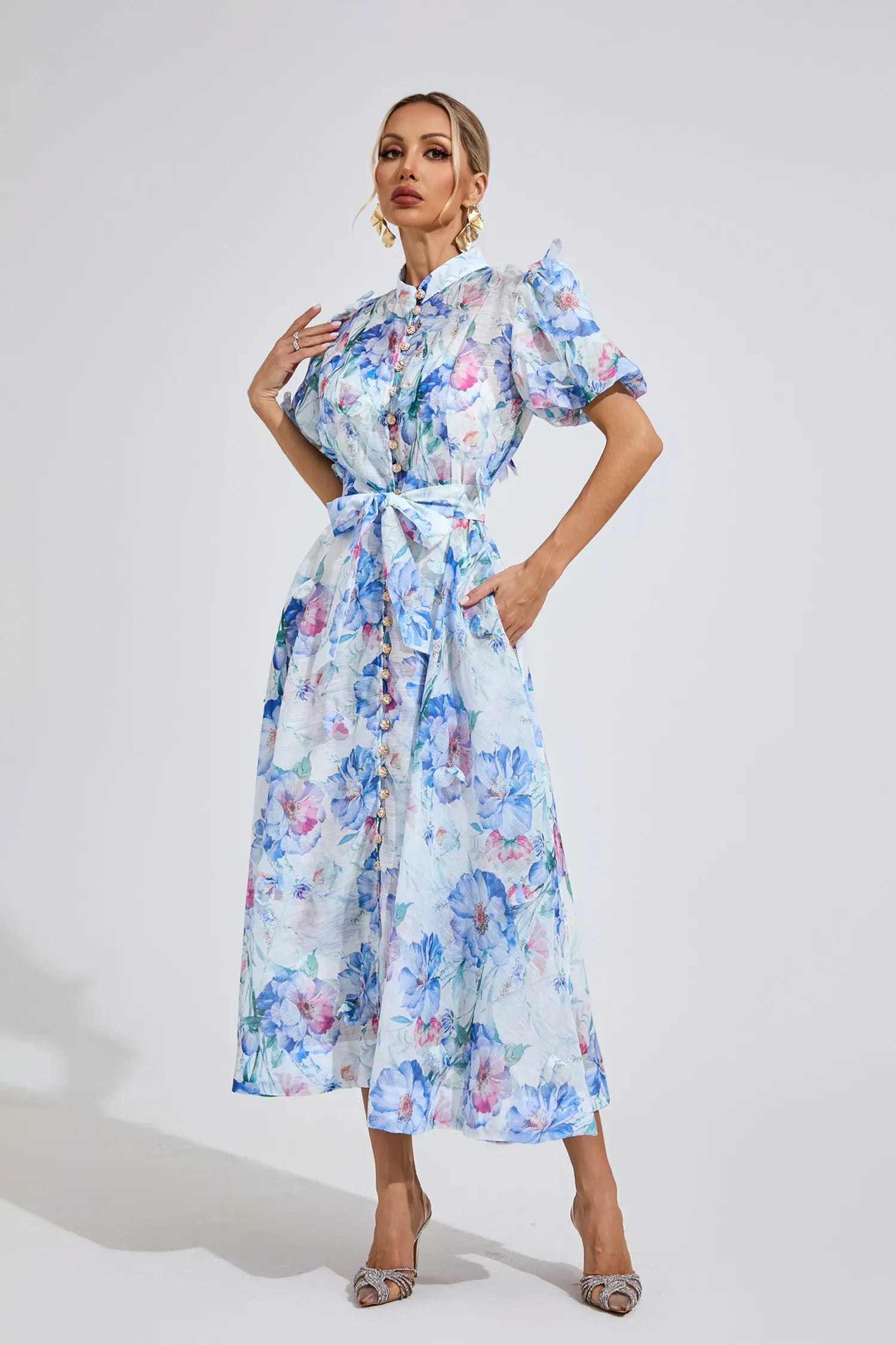 Mahini Cambridge Blue Corset Midi Dress
