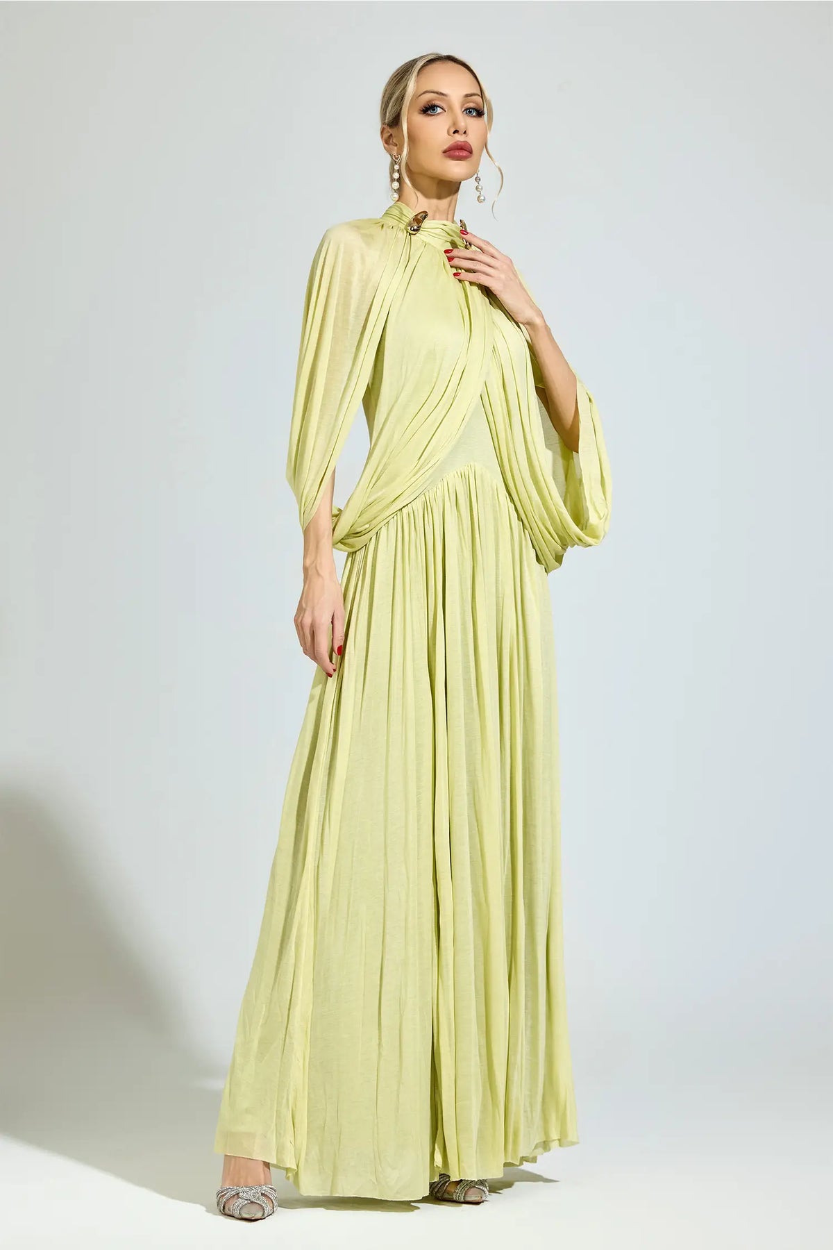 Michelle Green Pleated Maxi Dress